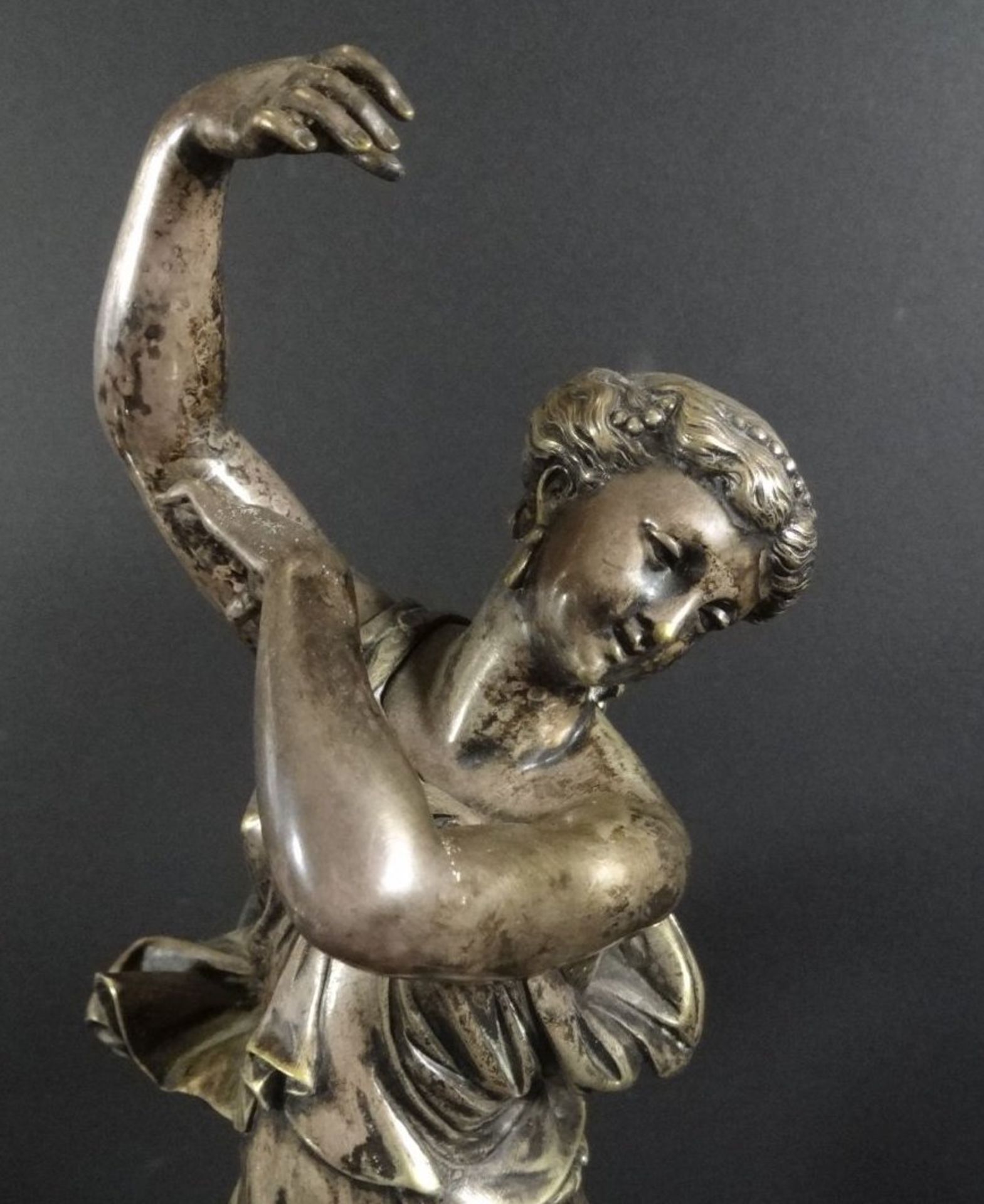 Henry Étienne DUMAIGE (1830-1888) "Tänzerin" Bronze, signiert, versilbert, Kopf und Arm beweglich ? - Bild 6 aus 7