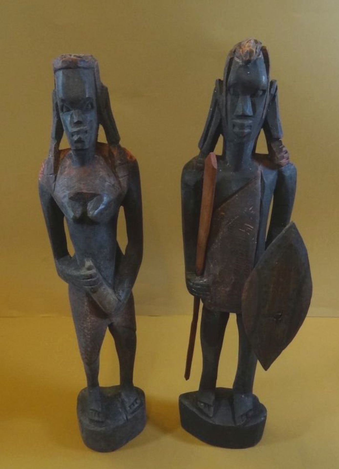 Paar Massai Holzfiguren, H-32 cm - Bild 3 aus 8