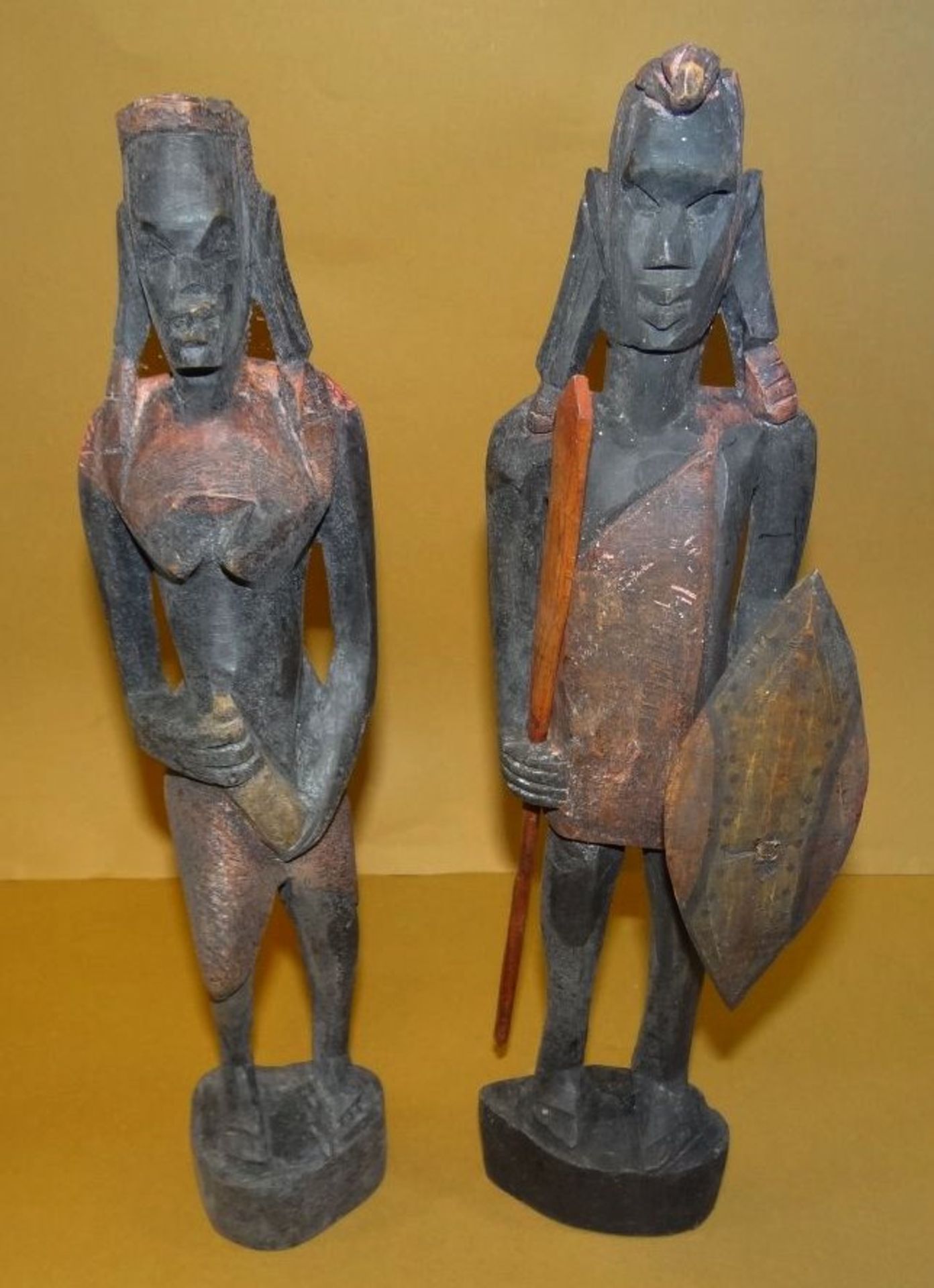 Paar Massai Holzfiguren, H-32 cm - Bild 2 aus 8