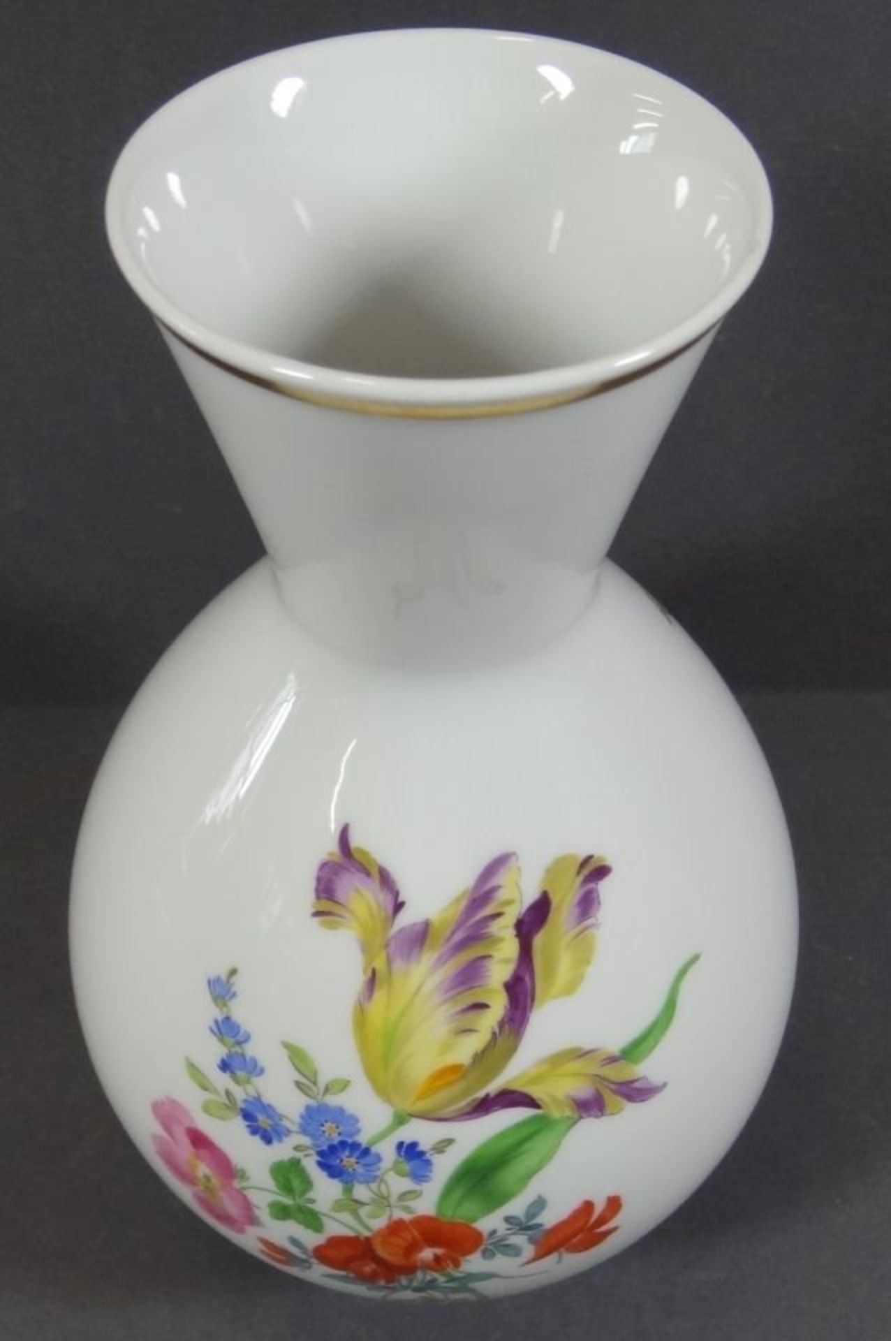 Vase "Meissen" Blumenmalerei, H-20 cm, gut erhalten - Bild 2 aus 5