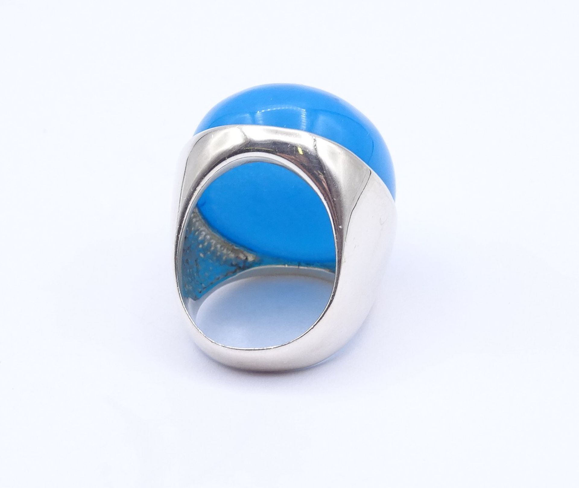 Silber Ring mit einem großen blauen Cabochon, 26g., RG 56, 29x24mm - Image 3 of 3