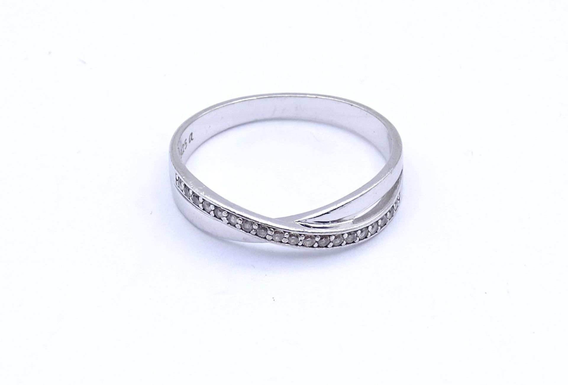 Silber Ring mit klaren Steinen, Sterling Silber 0.925, 2,4g., RG 60 - Bild 2 aus 4