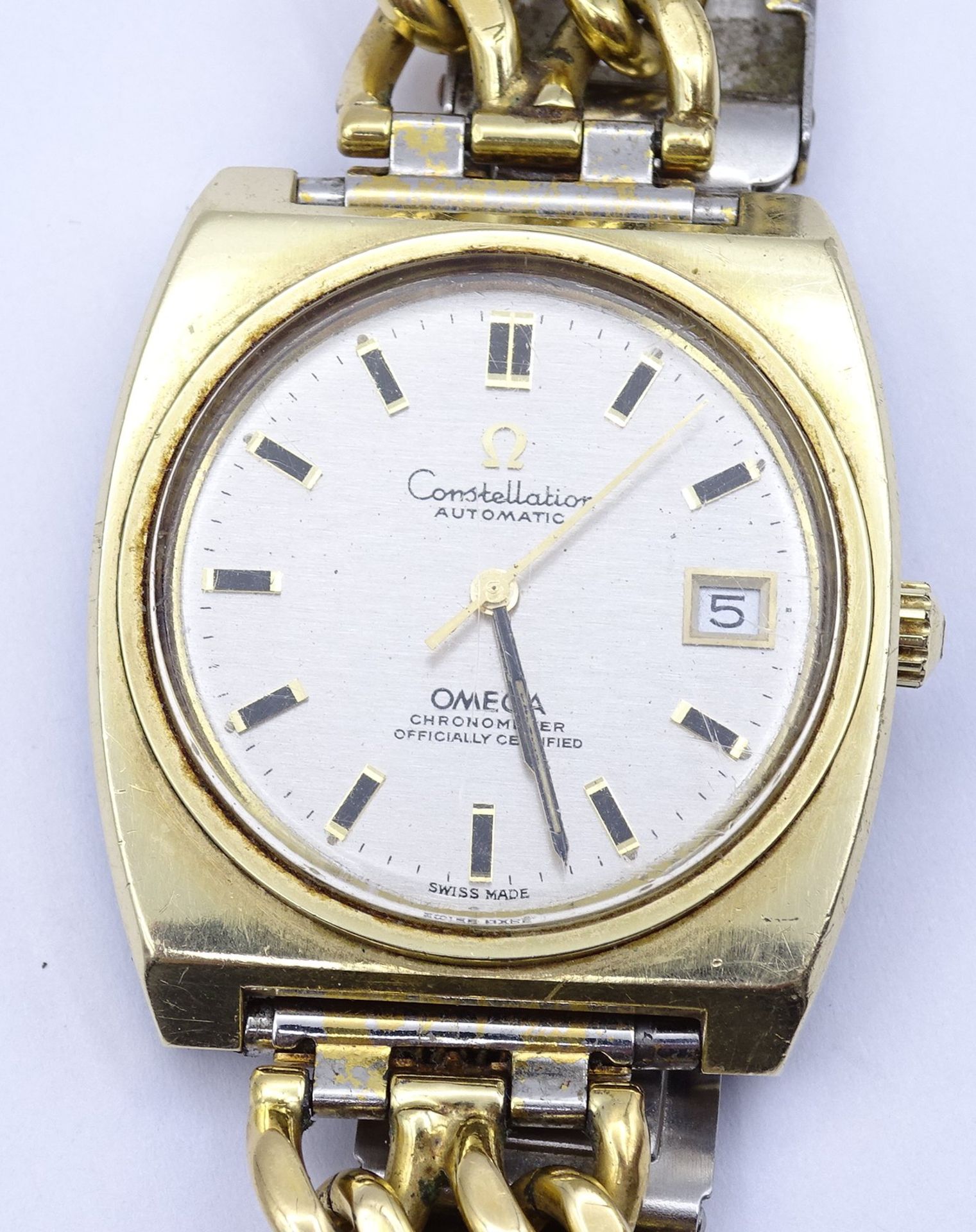 Herren Armbanduhr Omega Constellation, Automatikwerk, 36x36mm, Werk steht, Tragespuren - Image 2 of 6