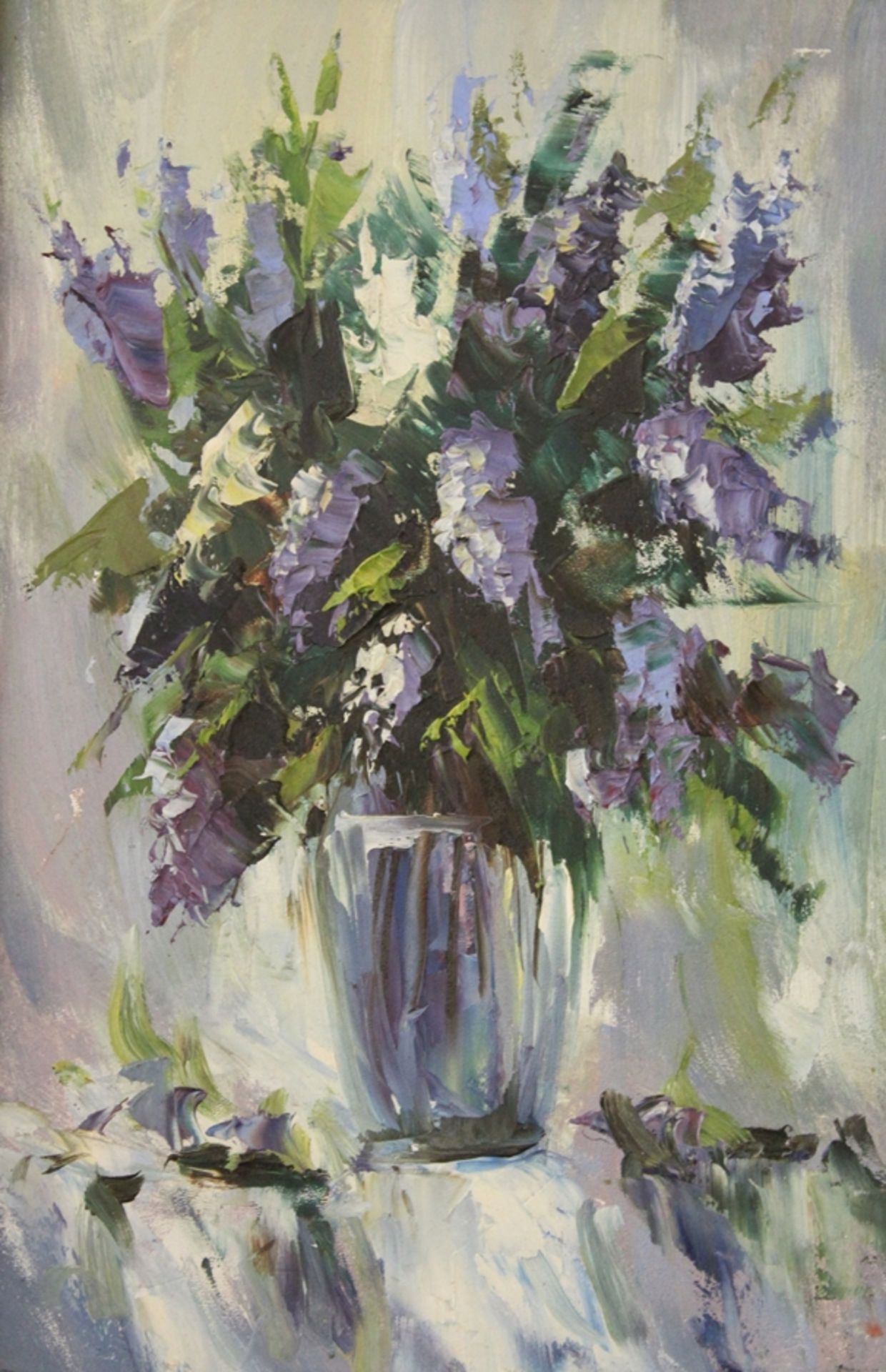 anonymes Blumenstilleben, Öl/Hartfaser, gerahmt, RG 35 x 25cm.