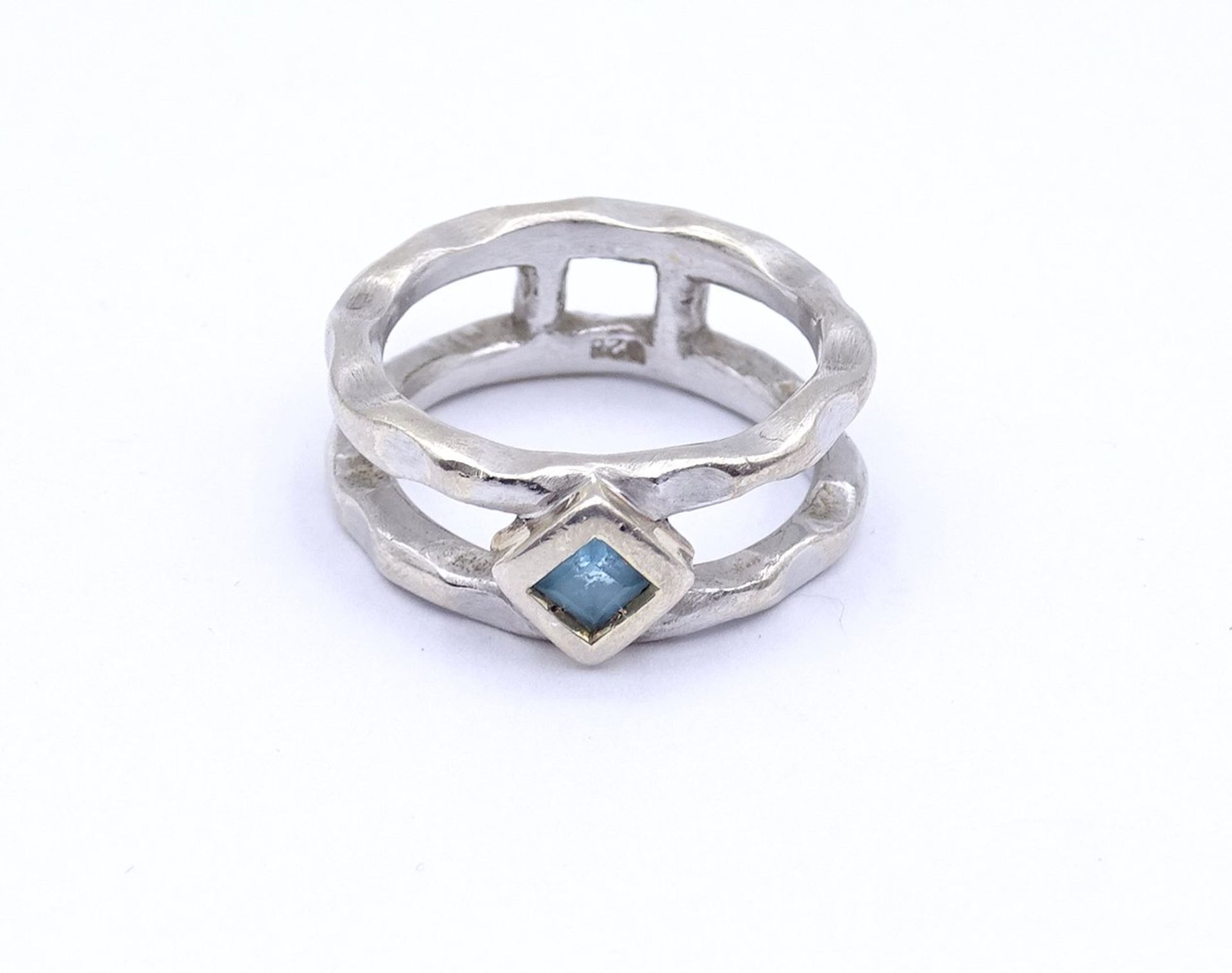 Sterling Silber Ring 0.925 mit einem blauen Stein, 8,3g., RG 55/56 - Bild 2 aus 3