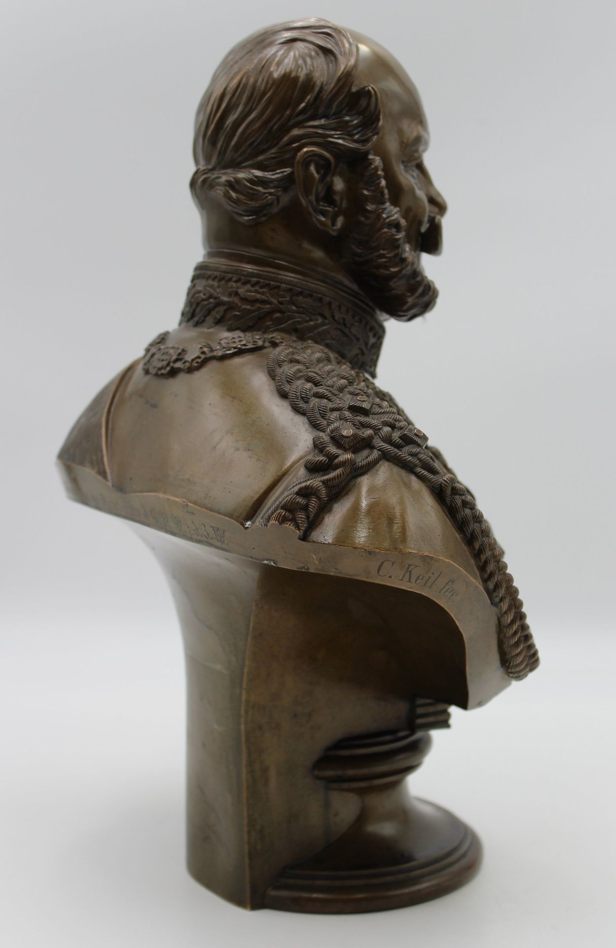 Christian KEIL (1826-1890), Büste Wilhelm I, Bronze, Gravur "Die Grossloge u. das Directorium J.G.R - Image 3 of 12