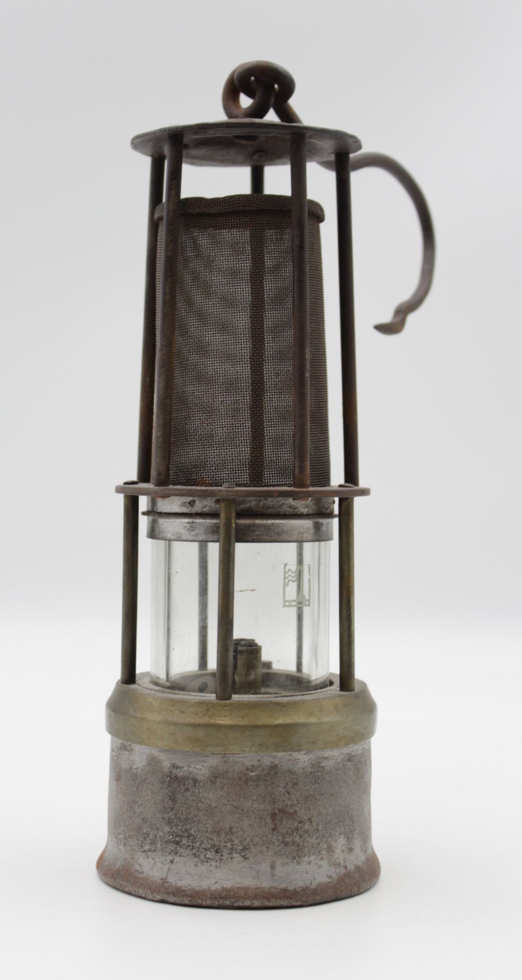 Grubenlampe, älter, gemarkt, Alters-u. Gebrauchsspuren, komplett ?, H-27cm.