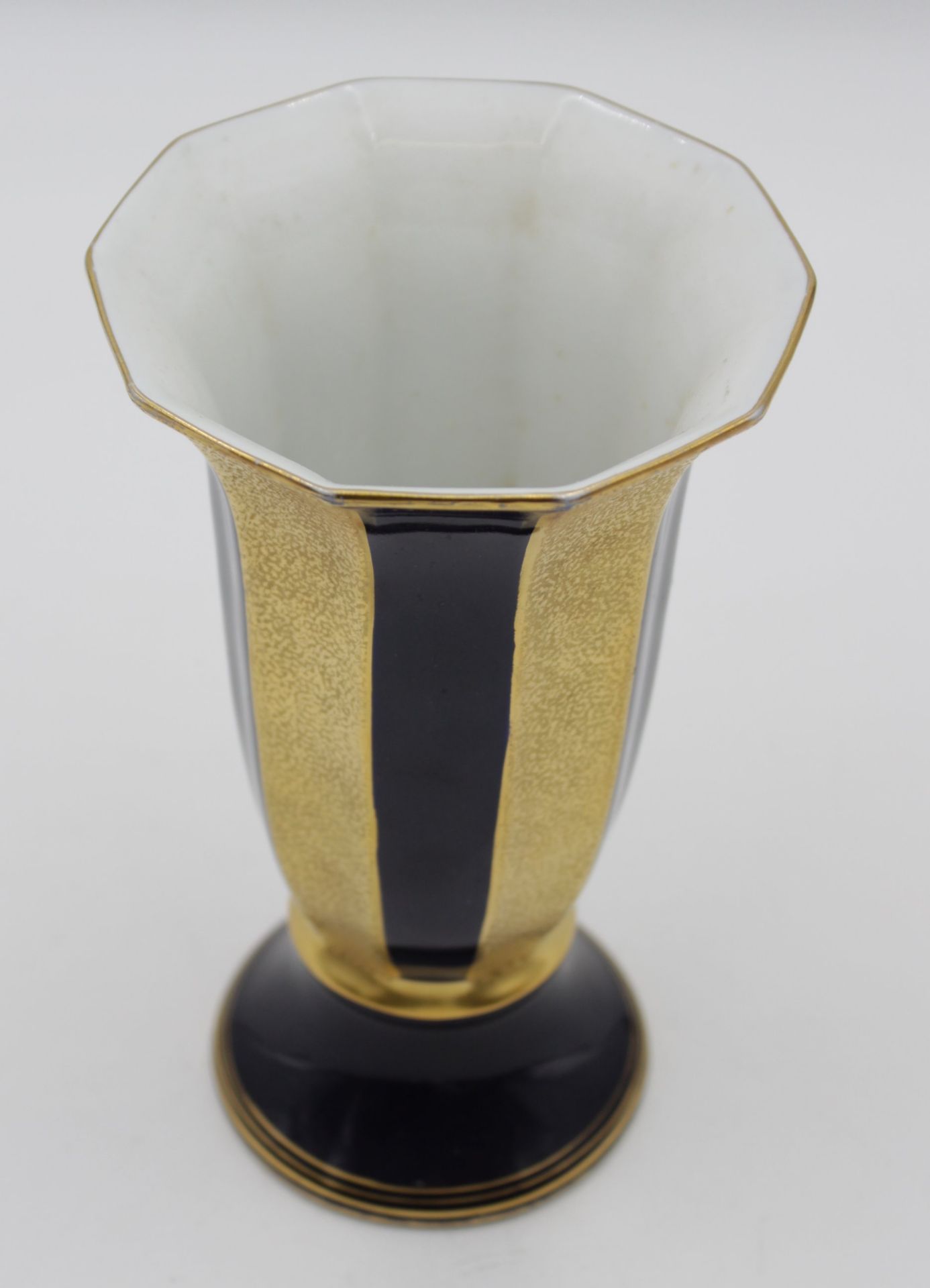 Vase auf Stand, Ilmenau, Kobalt mi Gold, H-18cm. - Bild 2 aus 4