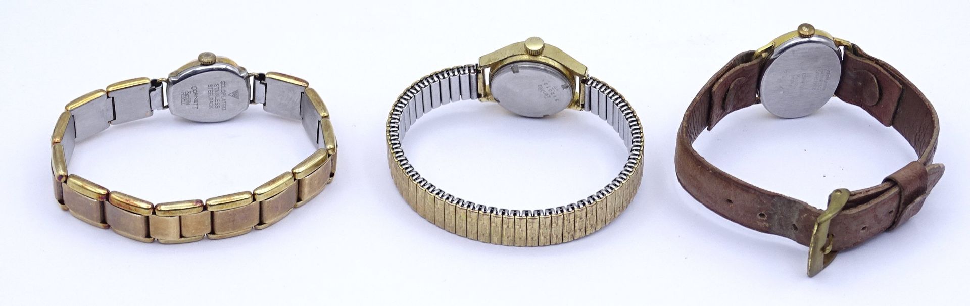 Drei Damen Armbanduhren "Zentra", mechanische laufen, Quartzuhr nicht geprüft - Bild 5 aus 5