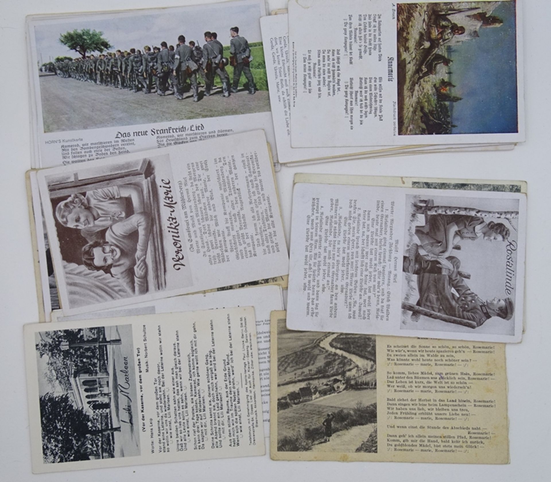 Konvolut Feldpostkarten mit Liedertext, überwiegend gelaufen, 2. WK, ca. 55 St. - Bild 3 aus 6