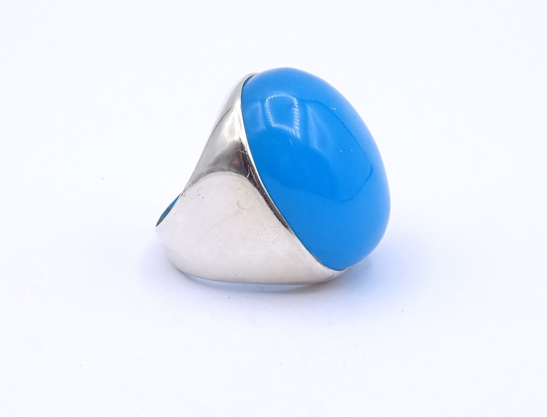 Silber Ring mit einem großen blauen Cabochon, 26g., RG 56, 29x24mm - Image 2 of 3