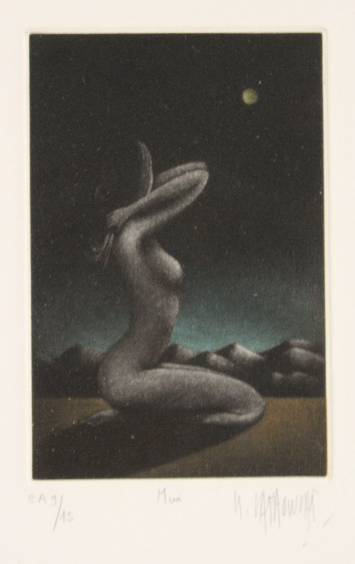 Bruno BRUNI (1935), Farbradierung, weibl. Akt, betitelt "MAI", E.A. 9/15, gut gerahmt/Glas, RG 69 x