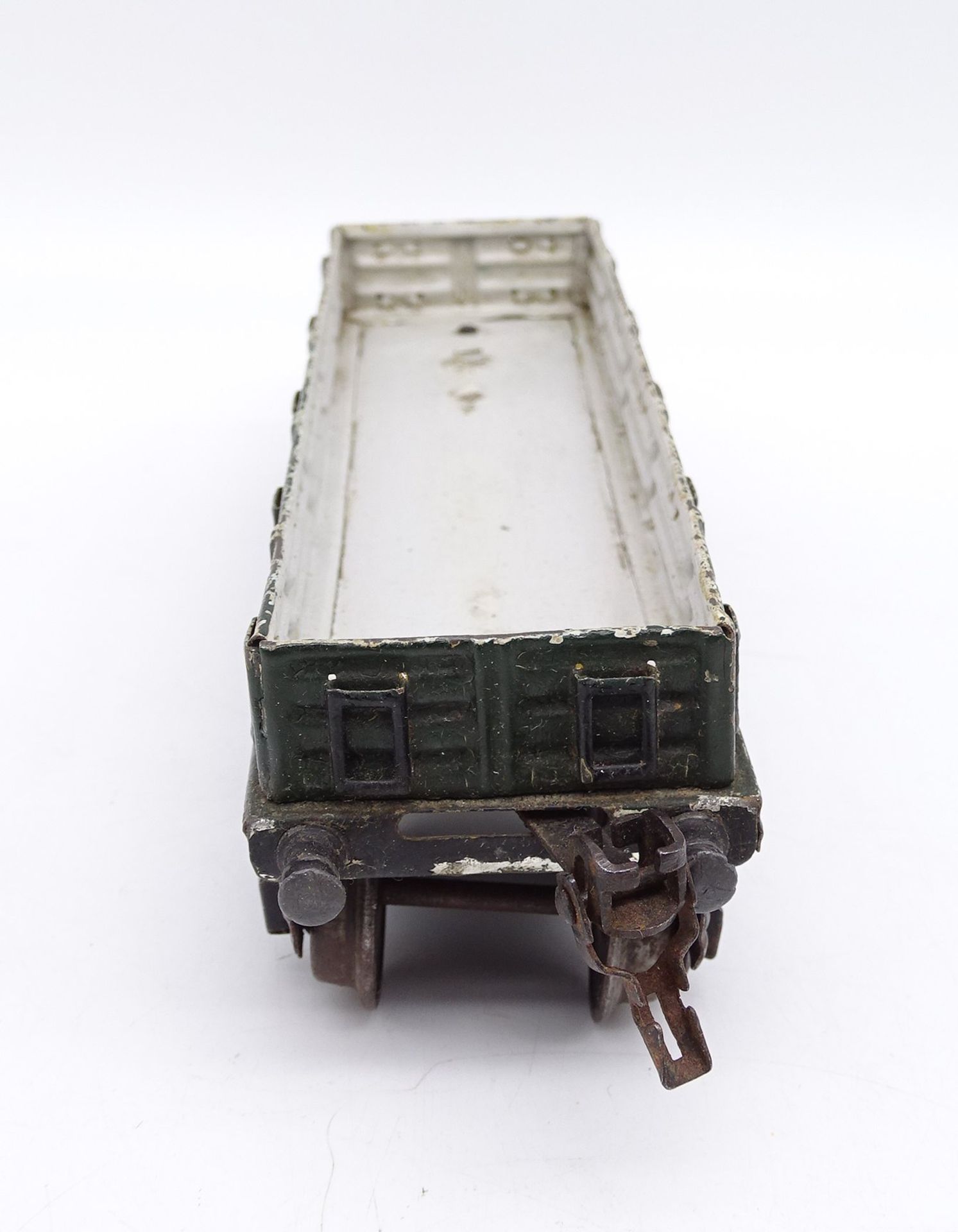 Niederbordwagen Spur 0, 4-achsig, Märklin, 20er-Jahre, 23 x 5,5 x 6 cm, mit Altersspuren - Bild 4 aus 6