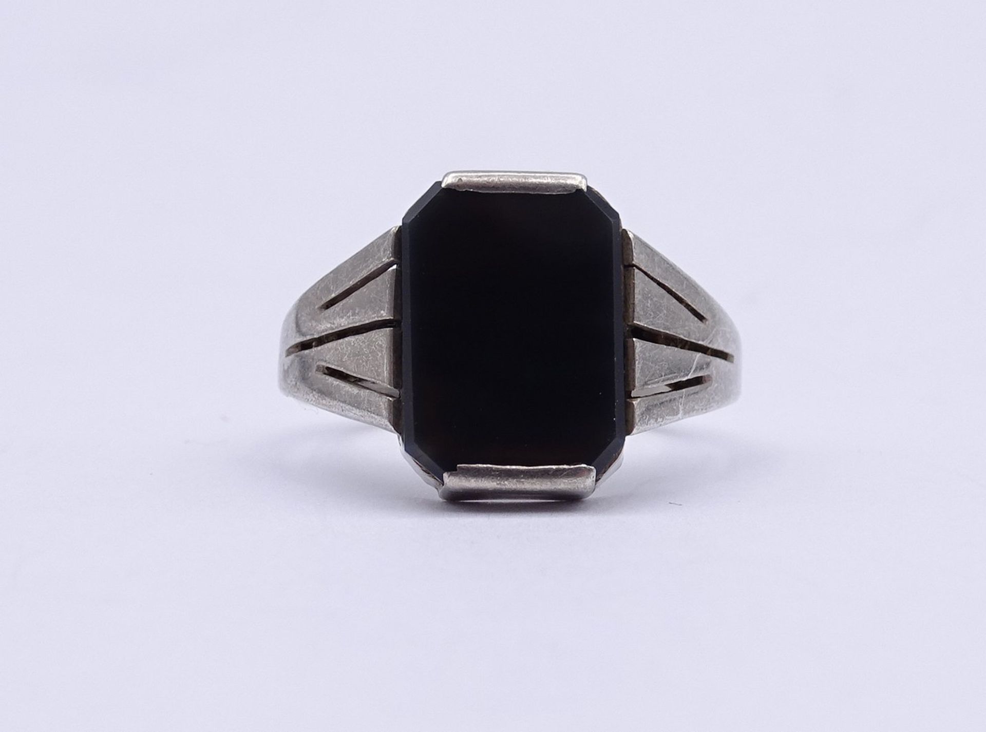 Silber Ring mit Onyx, Silber 0.835, 4,5g., RG 60 - Image 2 of 4