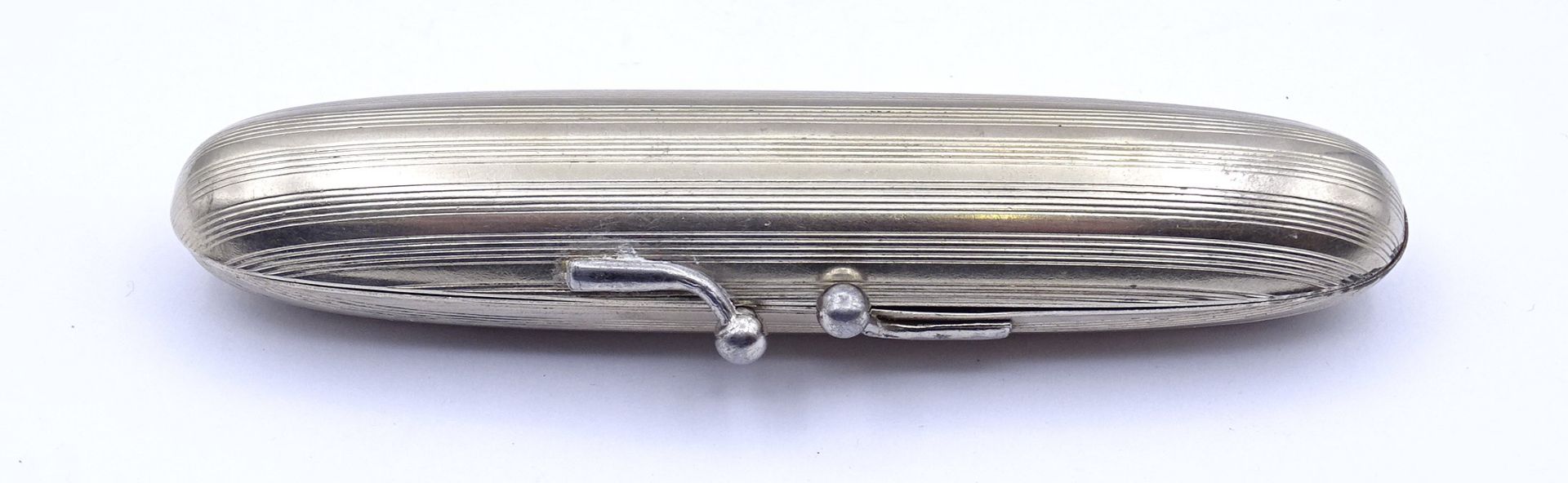 Zigarrendose, versilbert, L. 11,5cm