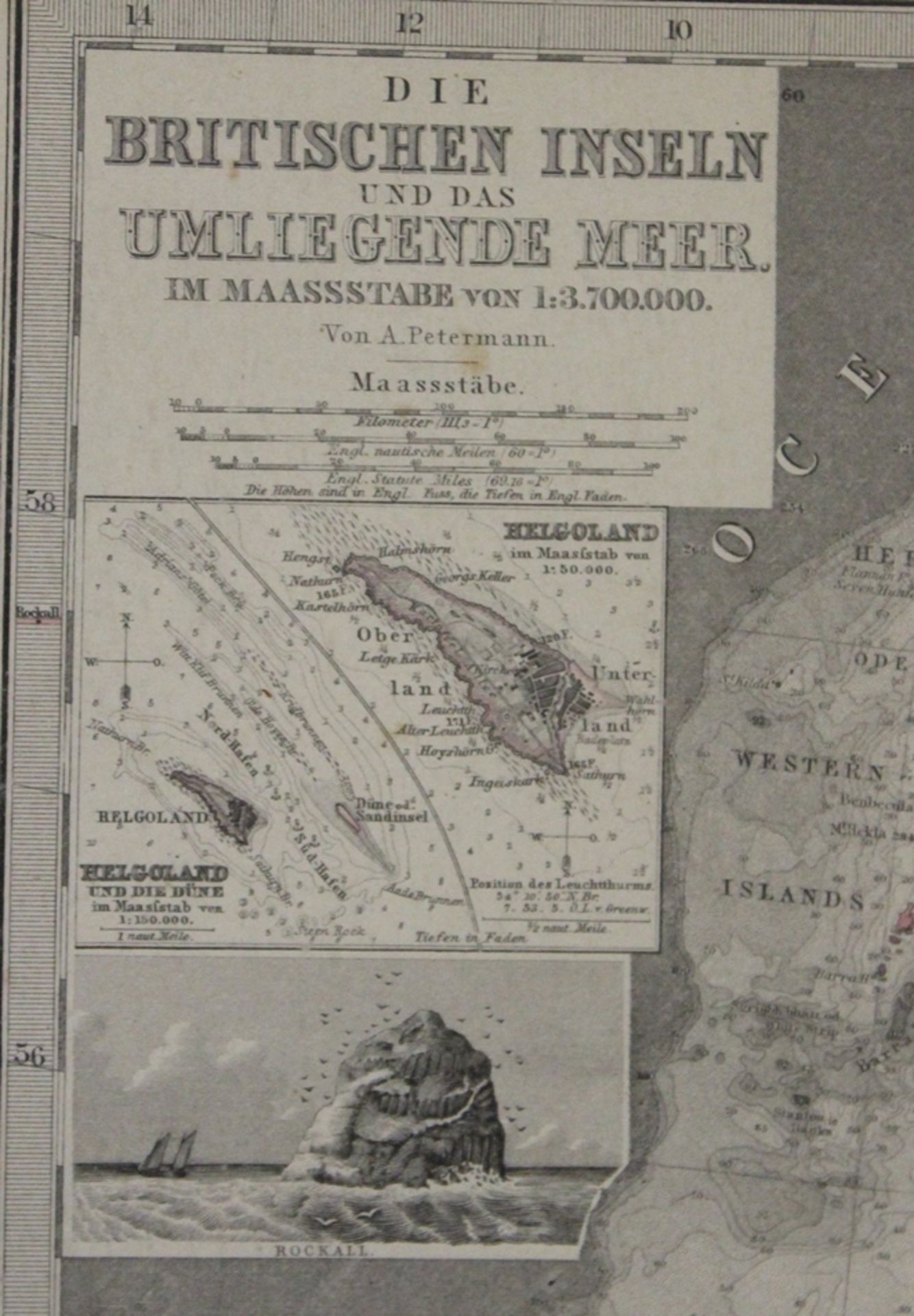 Kartengrafik, Die Britischen Inseln und das umliegende Meer, gut gerahmt/Glas, RG 52 x 58cm. - Bild 3 aus 5