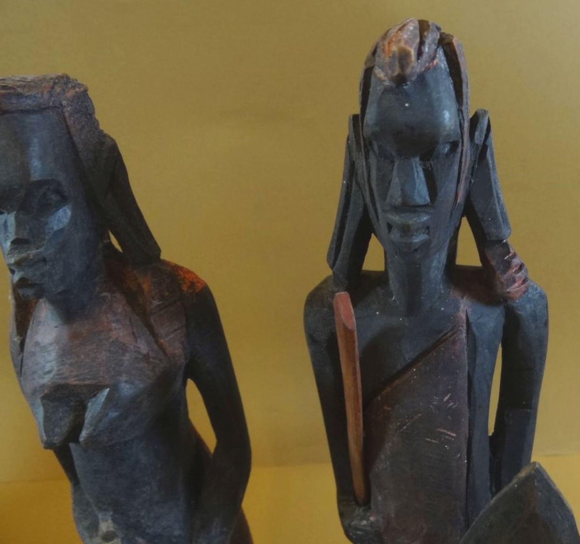 Paar Massai Holzfiguren, H-32 cm - Bild 6 aus 8