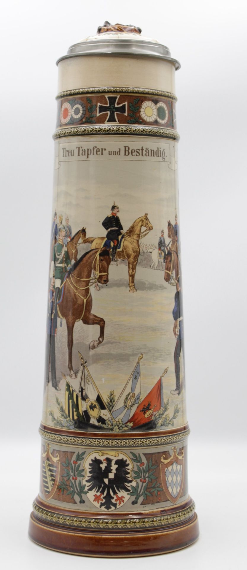 METTLACHKRUG KAISERMANÖVER, 4,3 Liter, Mettlach, Modellnr. 2227, Steinzeug, mit umlaufender großer 