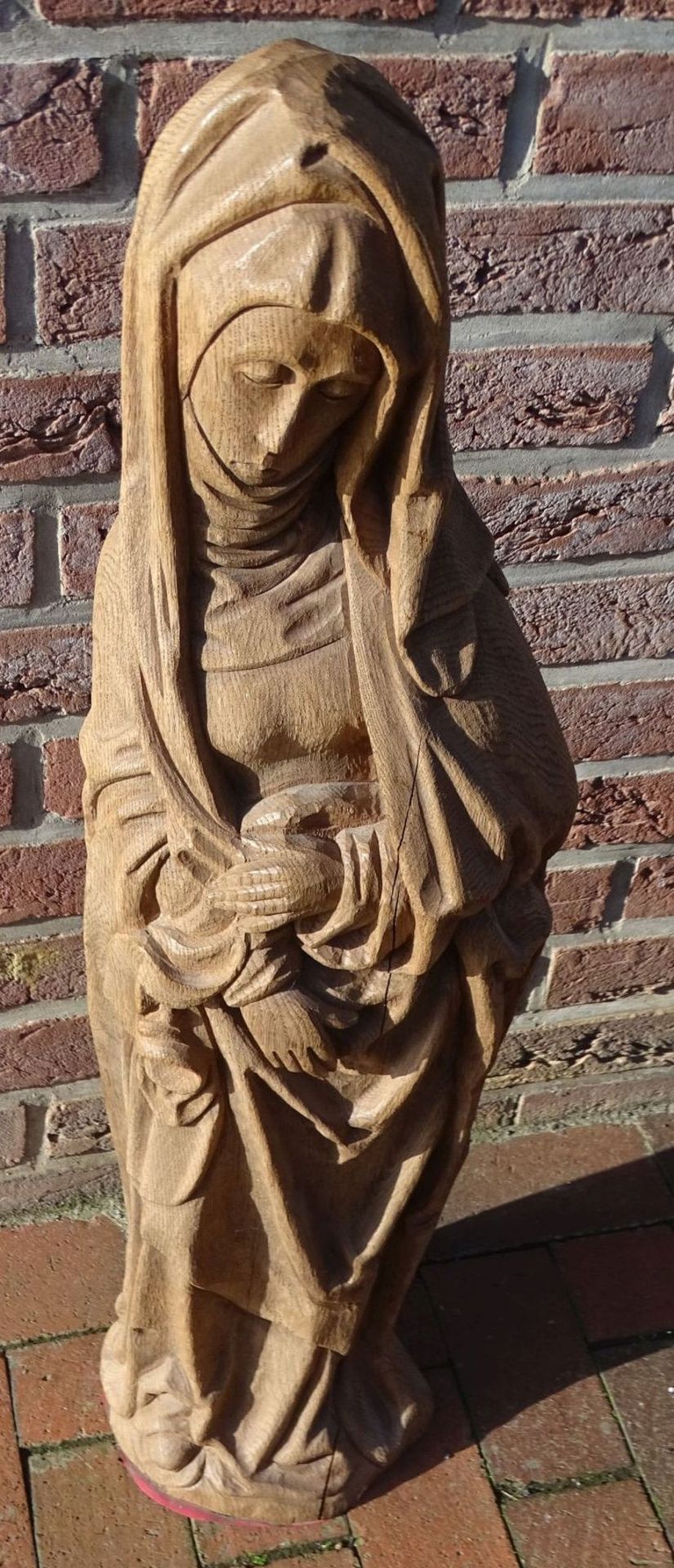 hohe Heiligenfigur, Eiche, altrissig, H-97 cm - Bild 2 aus 6
