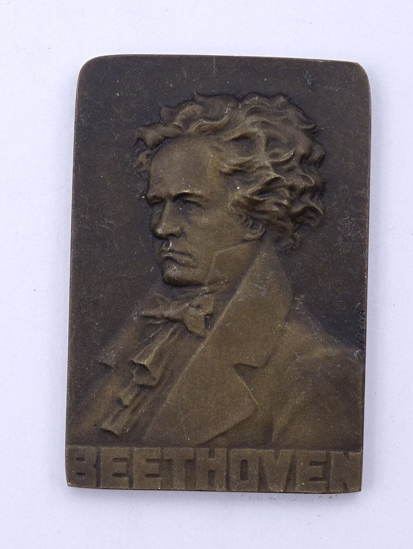 Bronze Plakette "Beethoven", Modele Depose Paul Kramer Neuchatel