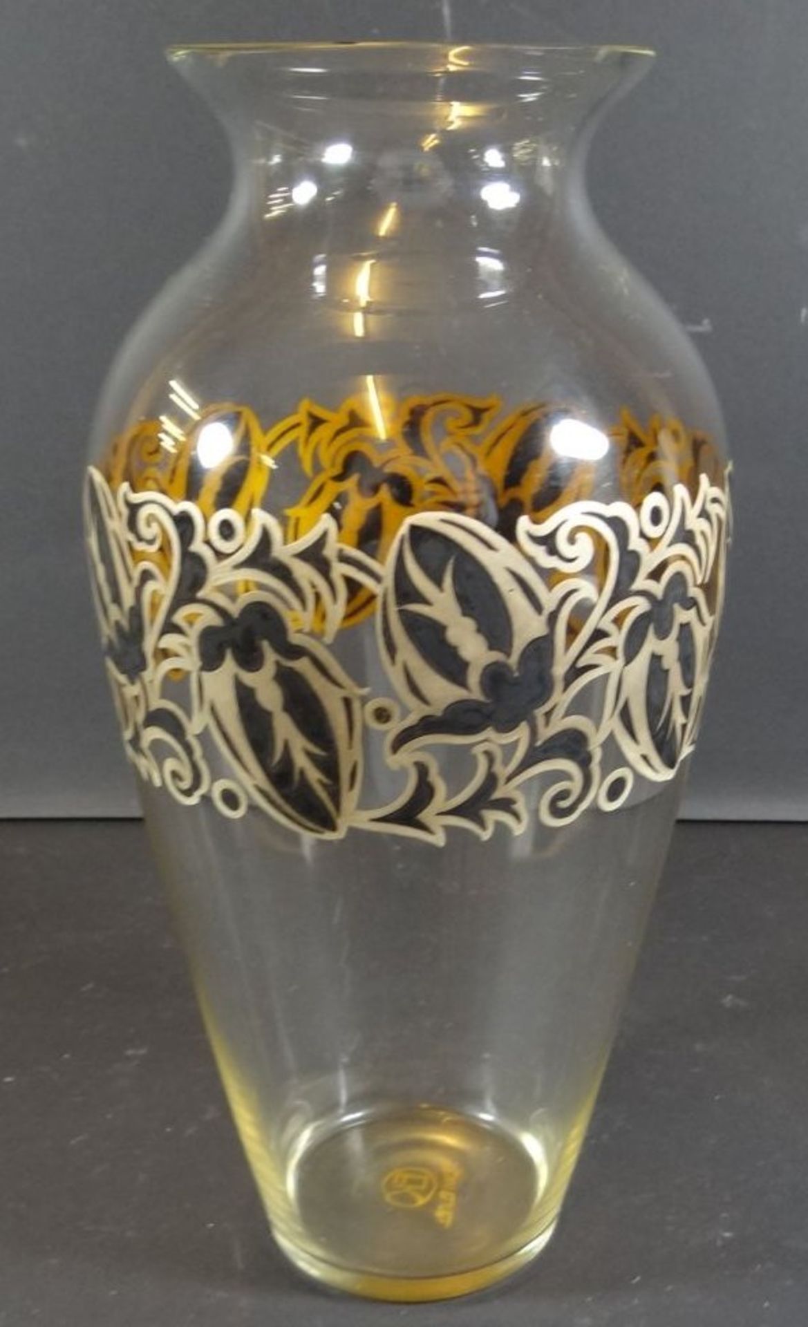 hohe Art Deco Vase, Echinger & Kleiber Zwiesel , H-25,5 cm, in Boden beschriftet - Bild 4 aus 5
