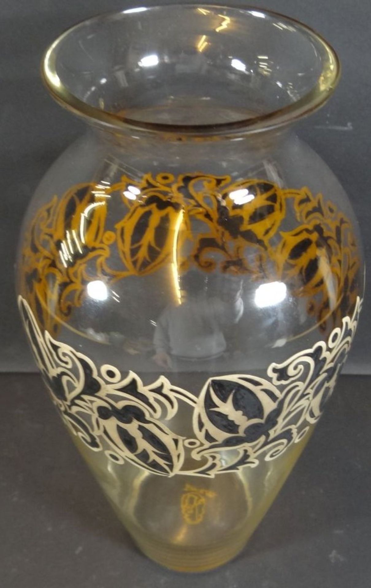 hohe Art Deco Vase, Echinger & Kleiber Zwiesel , H-25,5 cm, in Boden beschriftet - Bild 2 aus 5