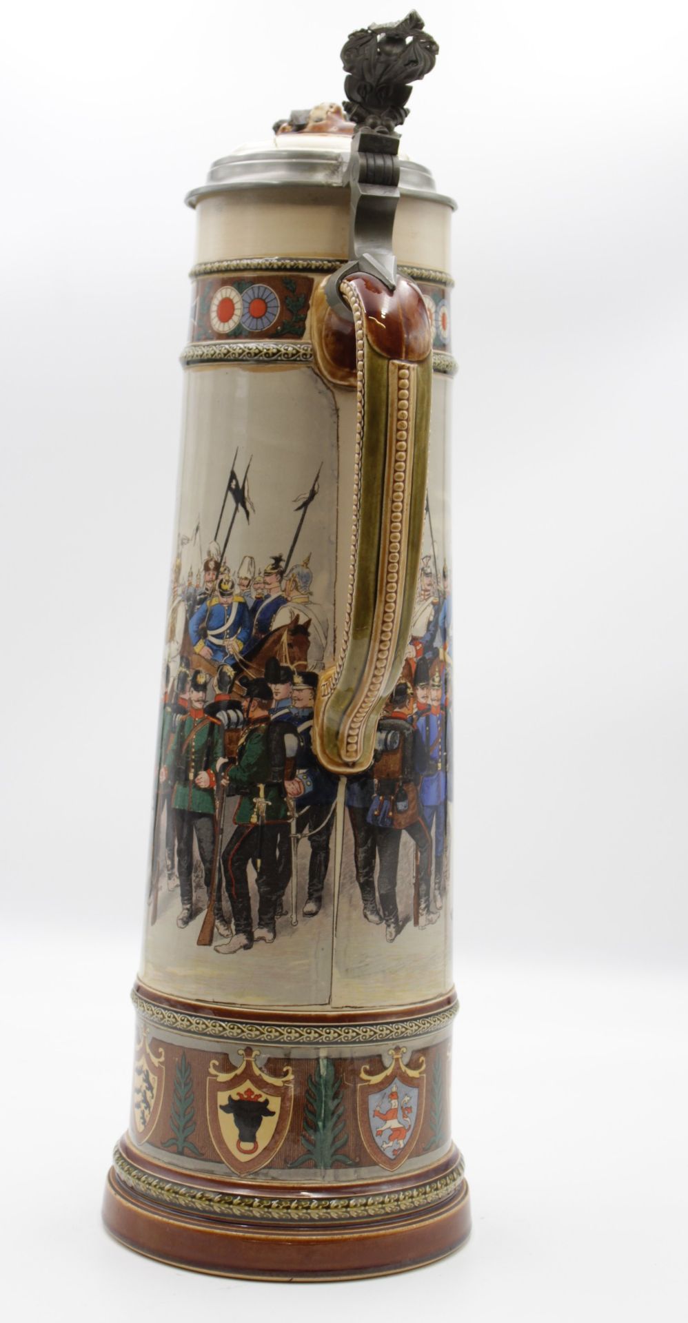 METTLACHKRUG KAISERMANÖVER, 4,3 Liter, Mettlach, Modellnr. 2227, Steinzeug, mit umlaufender großer - Image 4 of 6