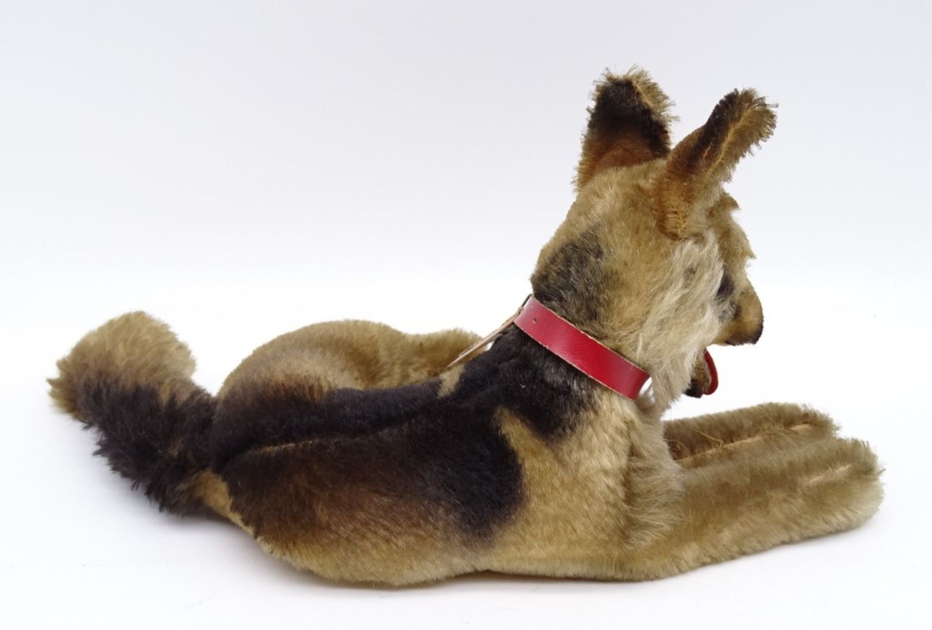 Schäferhund "Arco" von Steiff mit Halsband und Etikett, mit Altersspuren, reinigungsbedürftig - Bild 3 aus 6