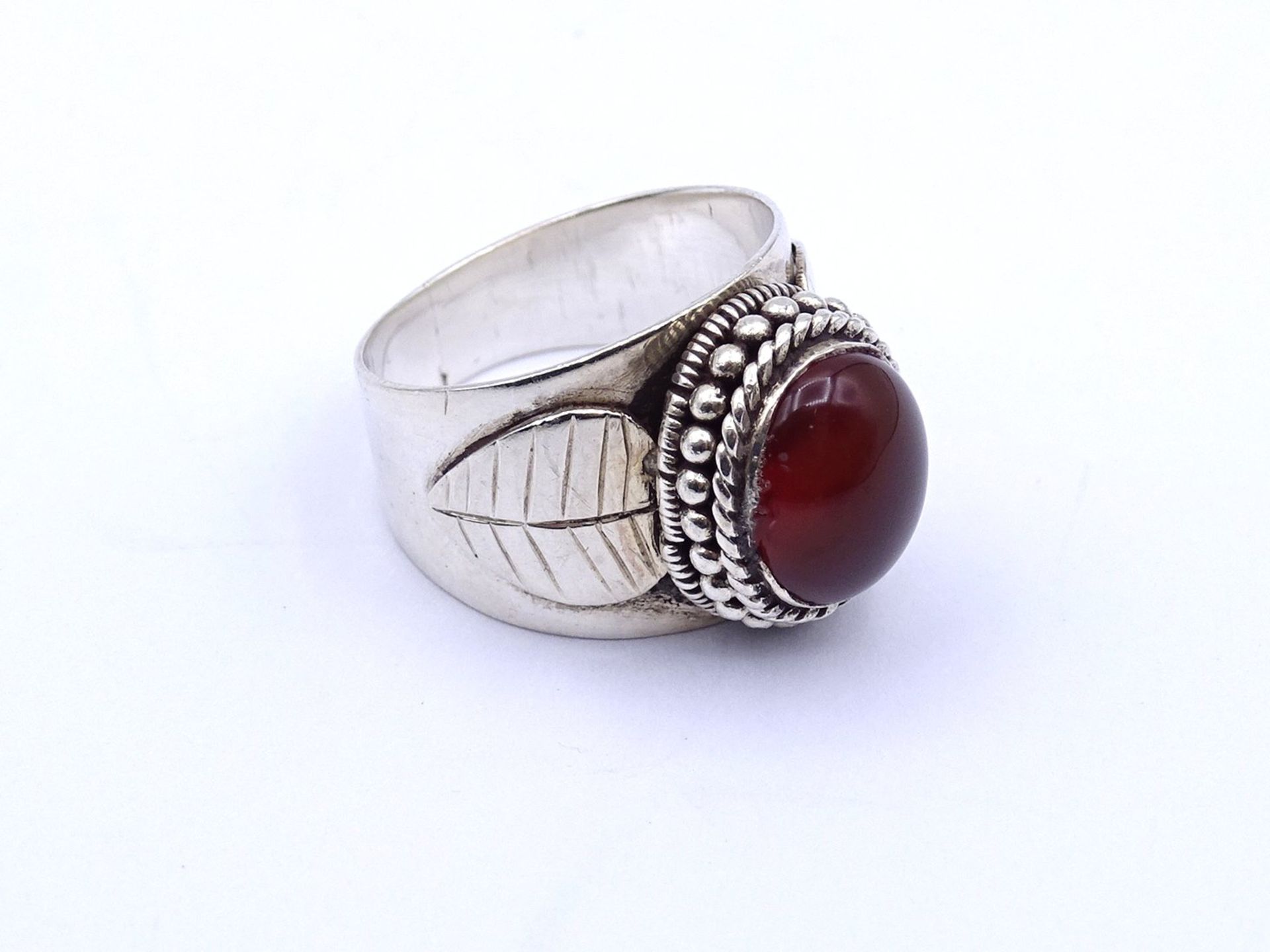 925er Silber Ring mit Karneol Cabochon, 9,3g., RG 57 / 58 - Image 3 of 4