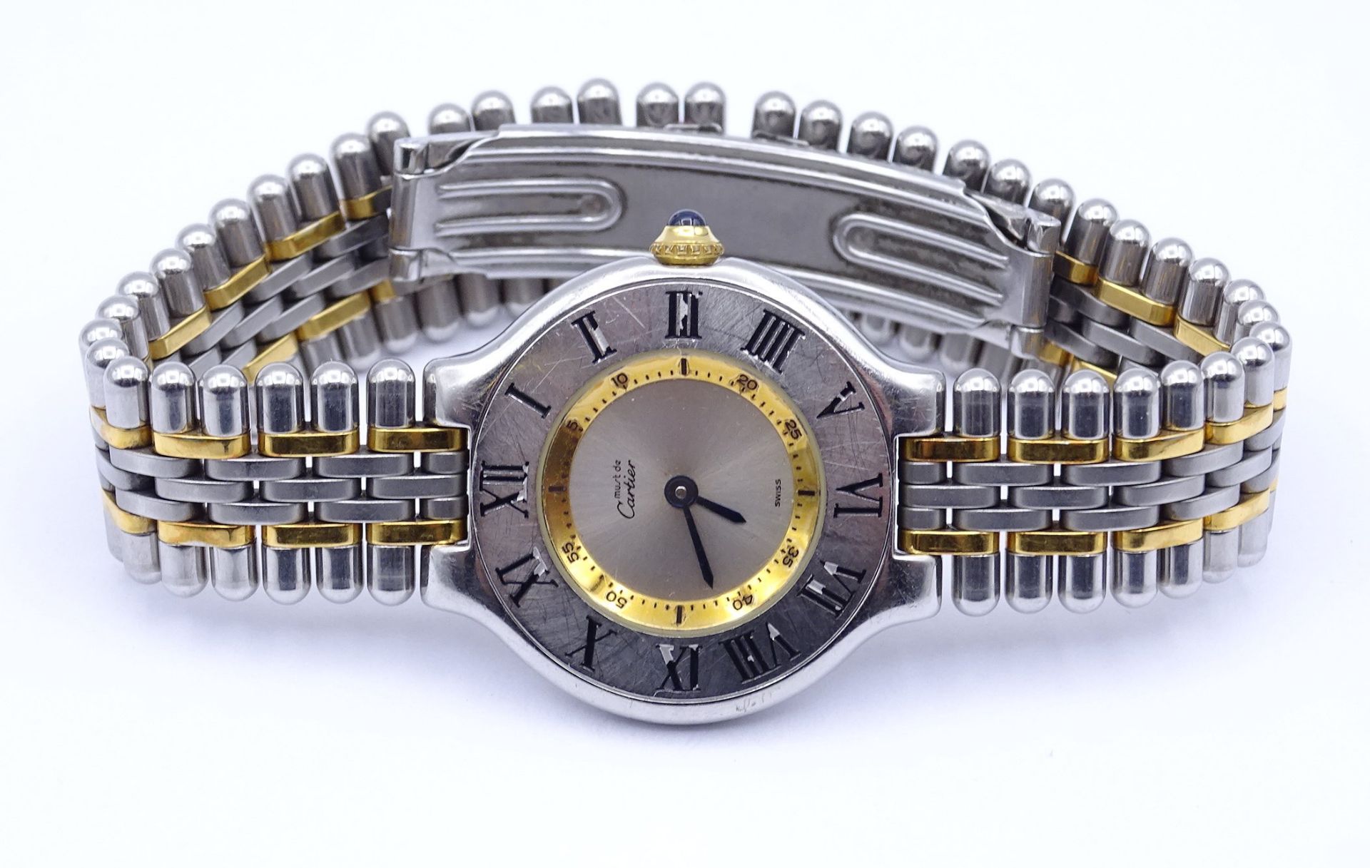 Cartier Armbanduhr 1340, Edelstahl , Quartzwerk, D. 28mm, Tragespuren, Funktion nicht überprüft - Bild 3 aus 7