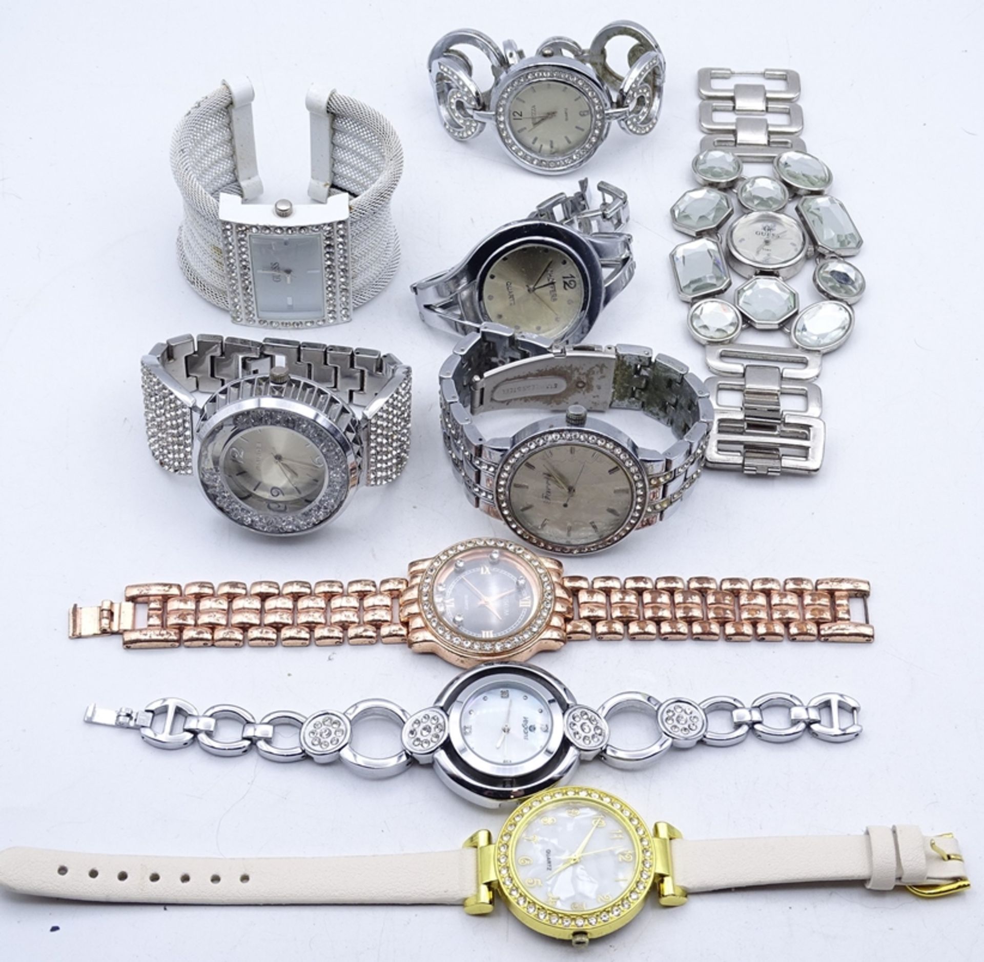 9x div. Armbanduhren, Quartz, Funktionen nicht überprüft, Alters- und Gebrauchsspuren