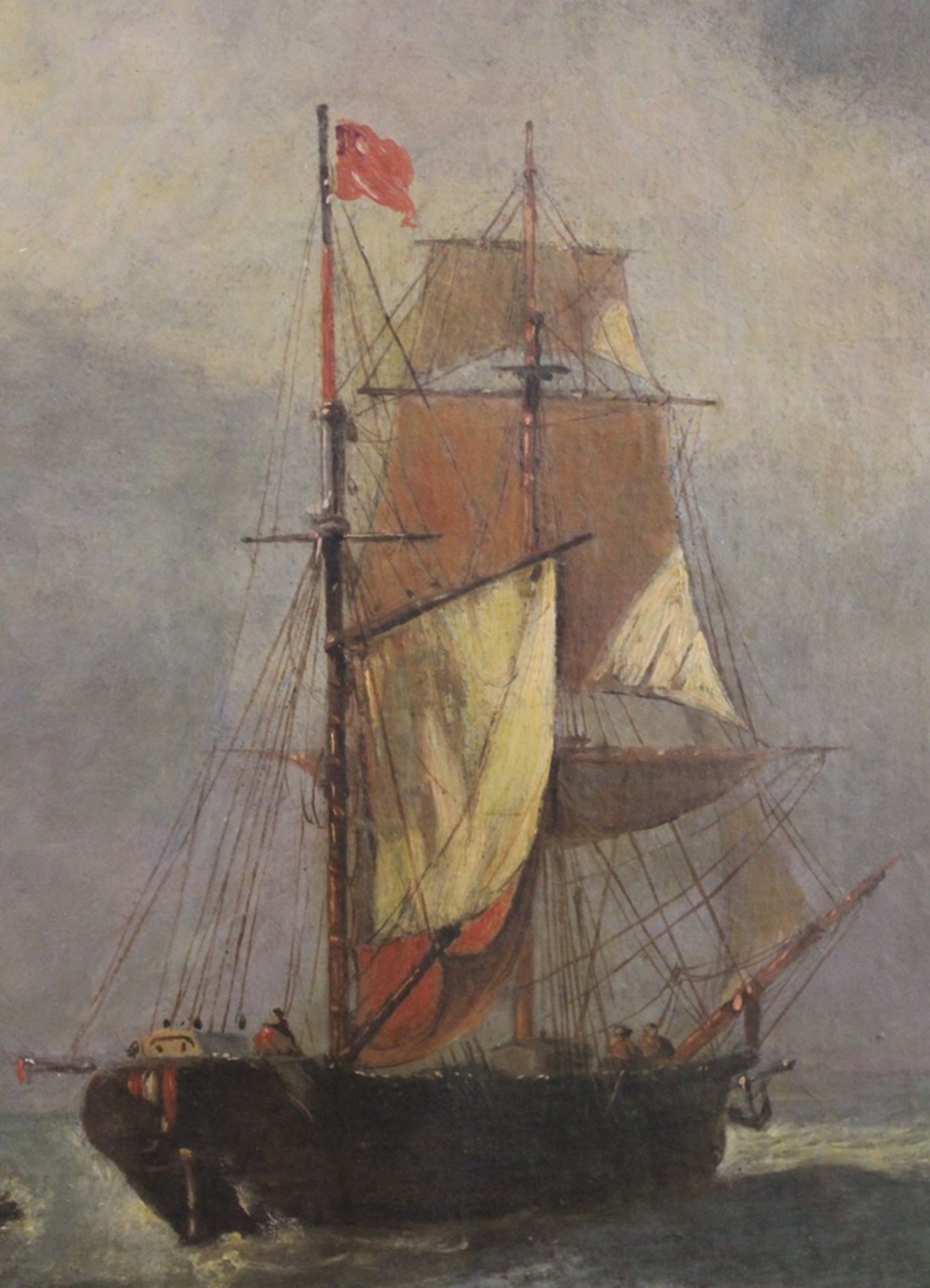 anonyme Segelschiffdarstellung, 18./19. Jhd., Öl/Leinwand, gut gerahmt, RG 74 x 84cm. - Bild 6 aus 6