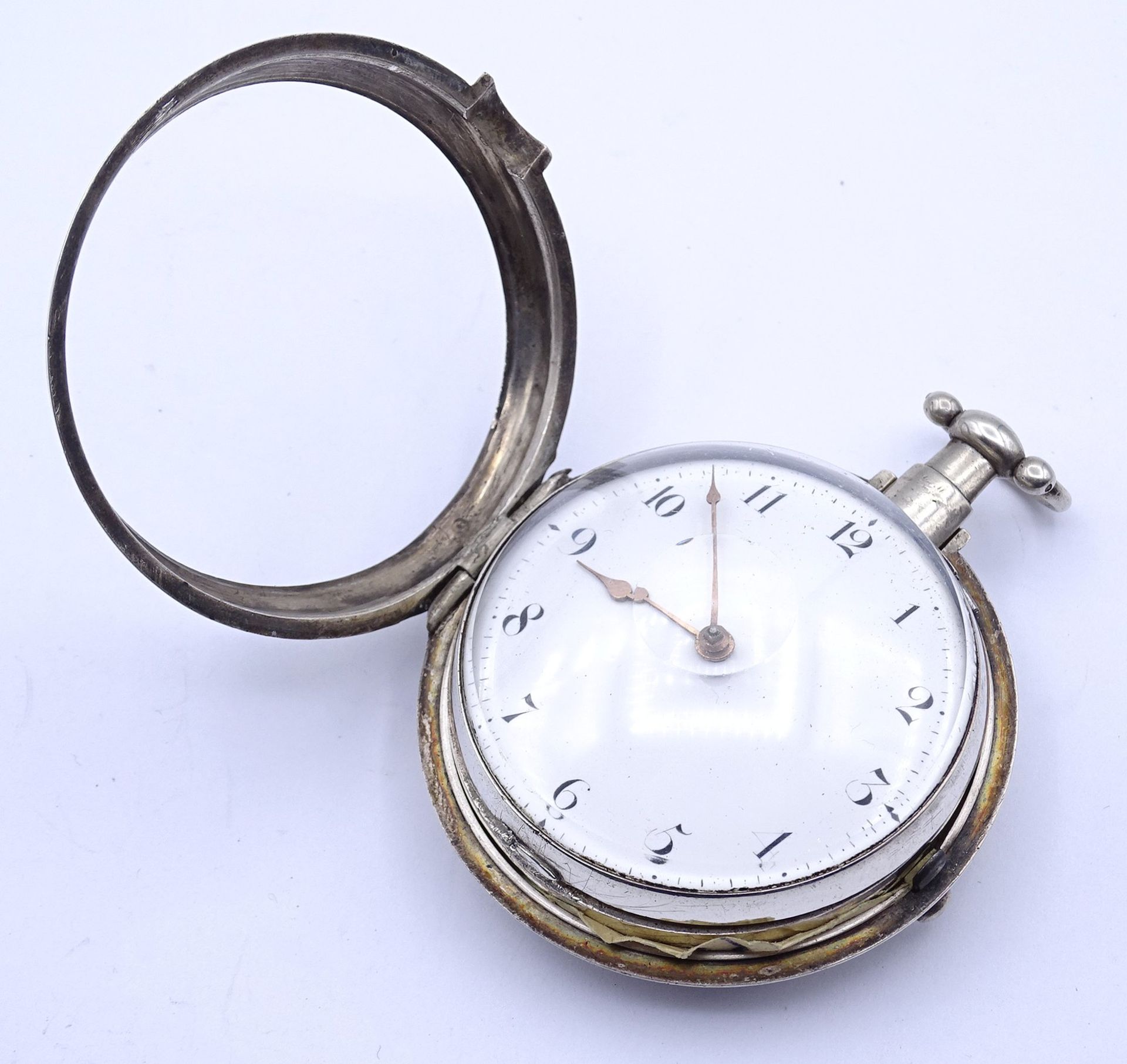 Große schwere Spindeltaschenuhr,J. Stephens Bristol 1822, Silbergehäuse, Innen Etikett Watch & Cloc - Bild 4 aus 11