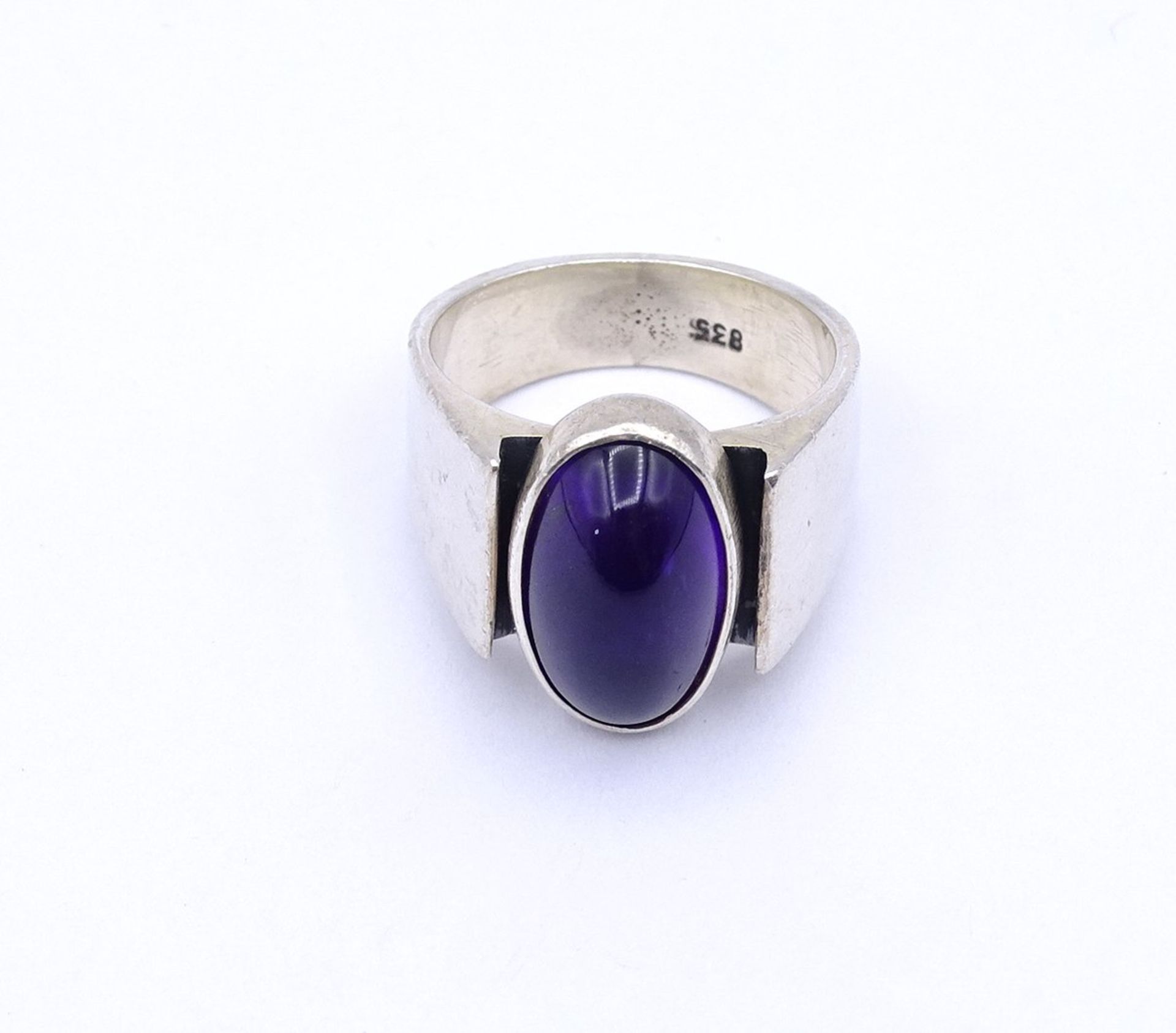 835er Silber Ring mit Amethyst Cabochon, 8,4g., RG 51/52 - Bild 2 aus 4