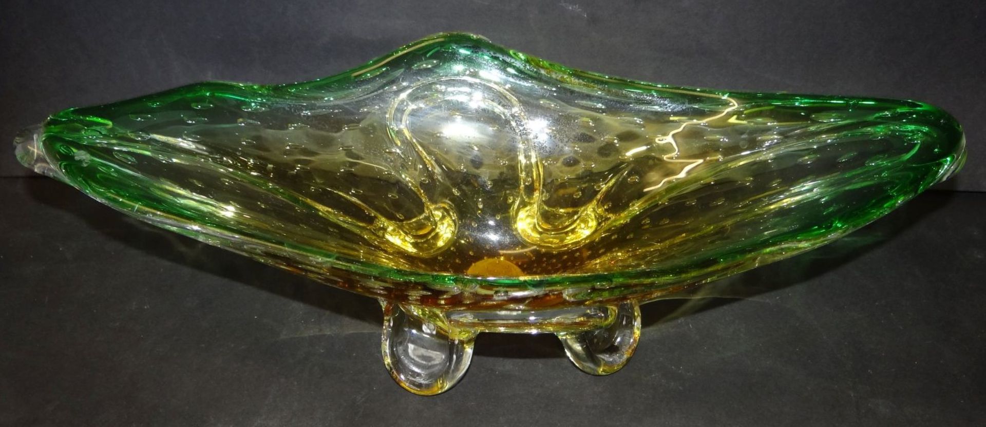 grosse Murano-Schale, grün/braun/klar, H-13 cm, 47x22 cm - Bild 2 aus 3