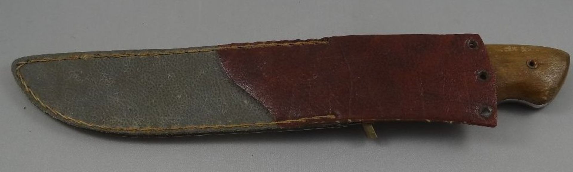 altes Jagdmesser "Aitor" Spain, Lederscheide, Holzgriff, Gebrauchsspuren, L-31,5 cm - Bild 2 aus 6