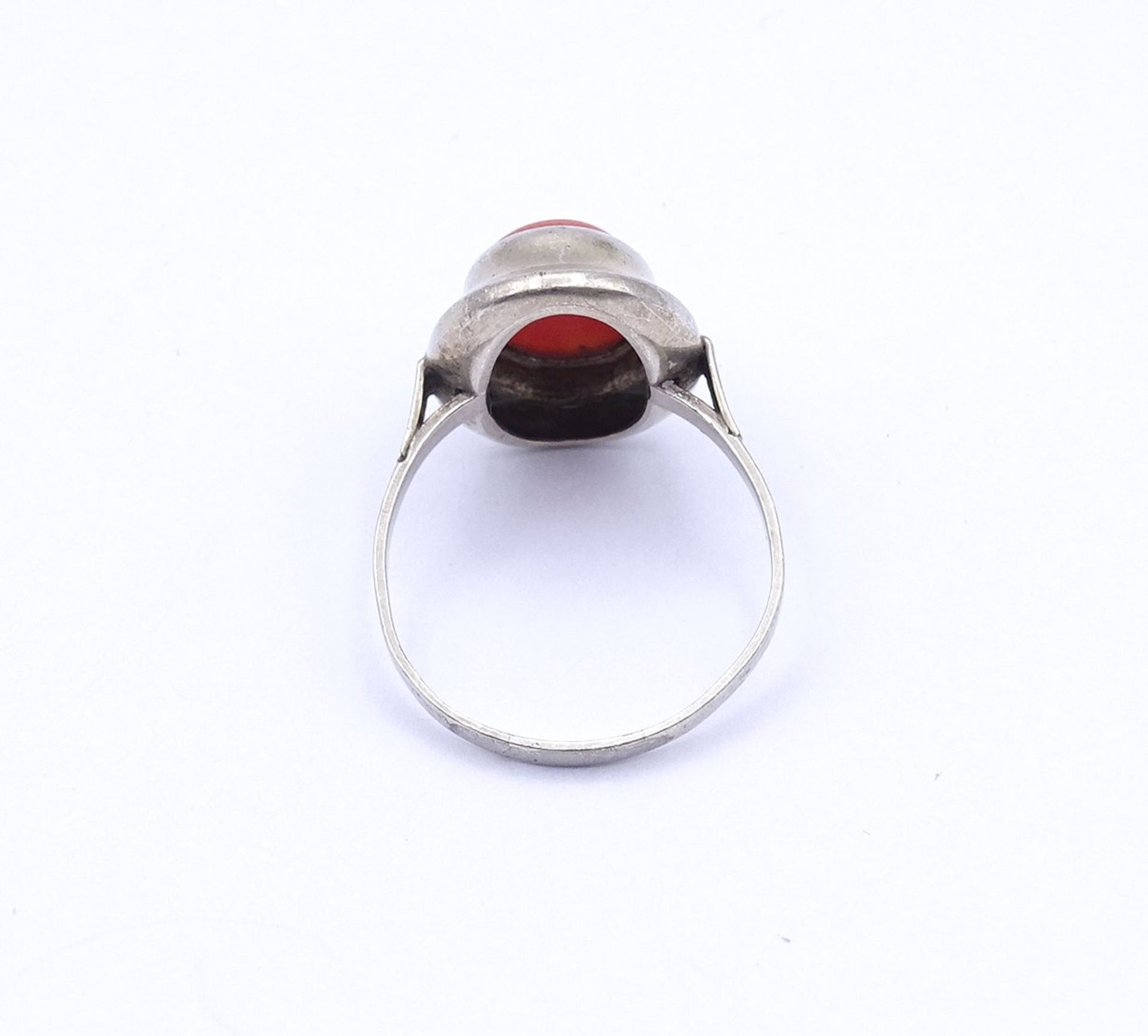 Ring mit Koralle, Silber 0.835, 2,4g., RG 60 - Bild 4 aus 4