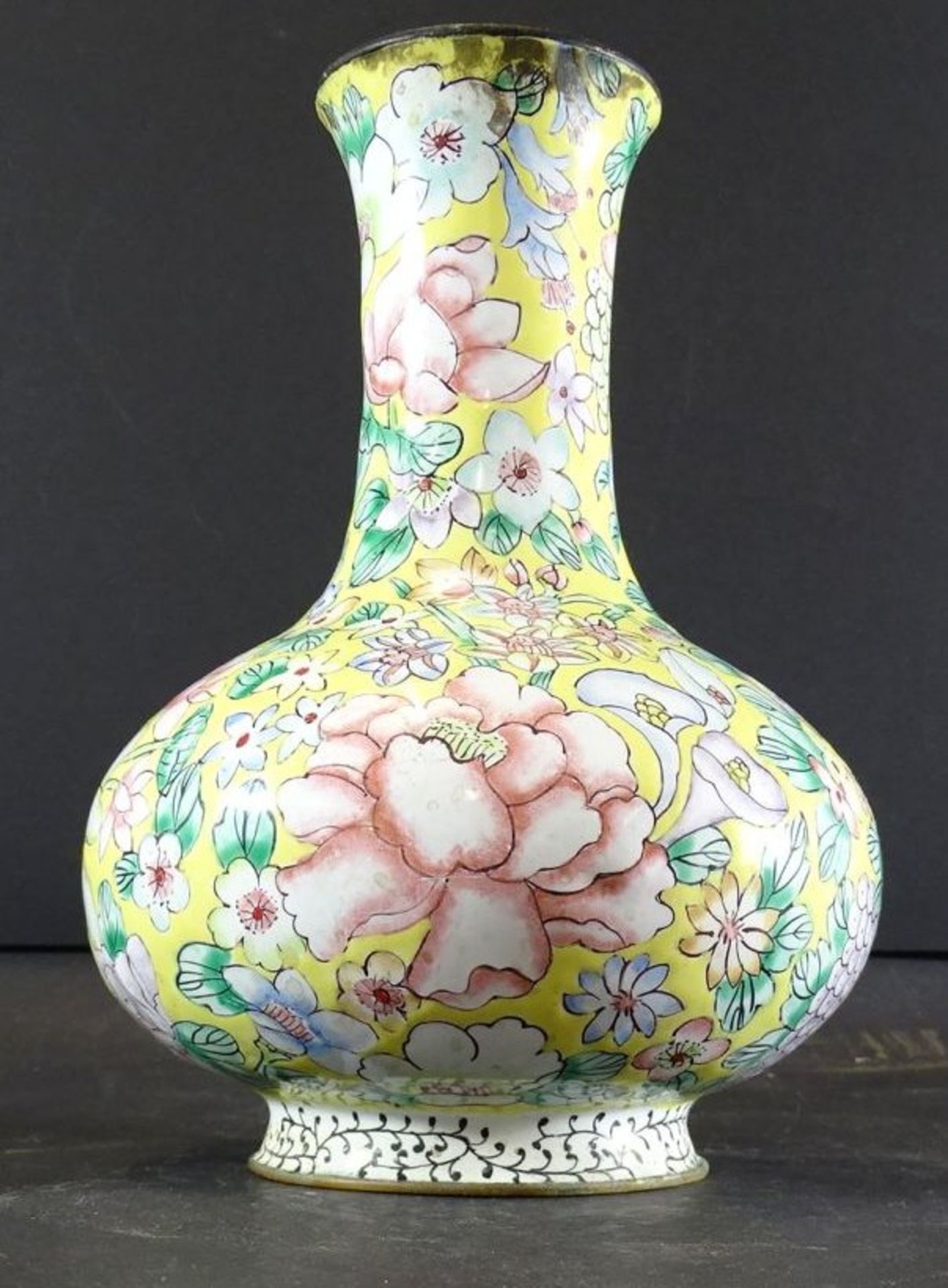 Cloisonne-Vase mit floralen Dekor, China, H-19 cm, - Image 3 of 6