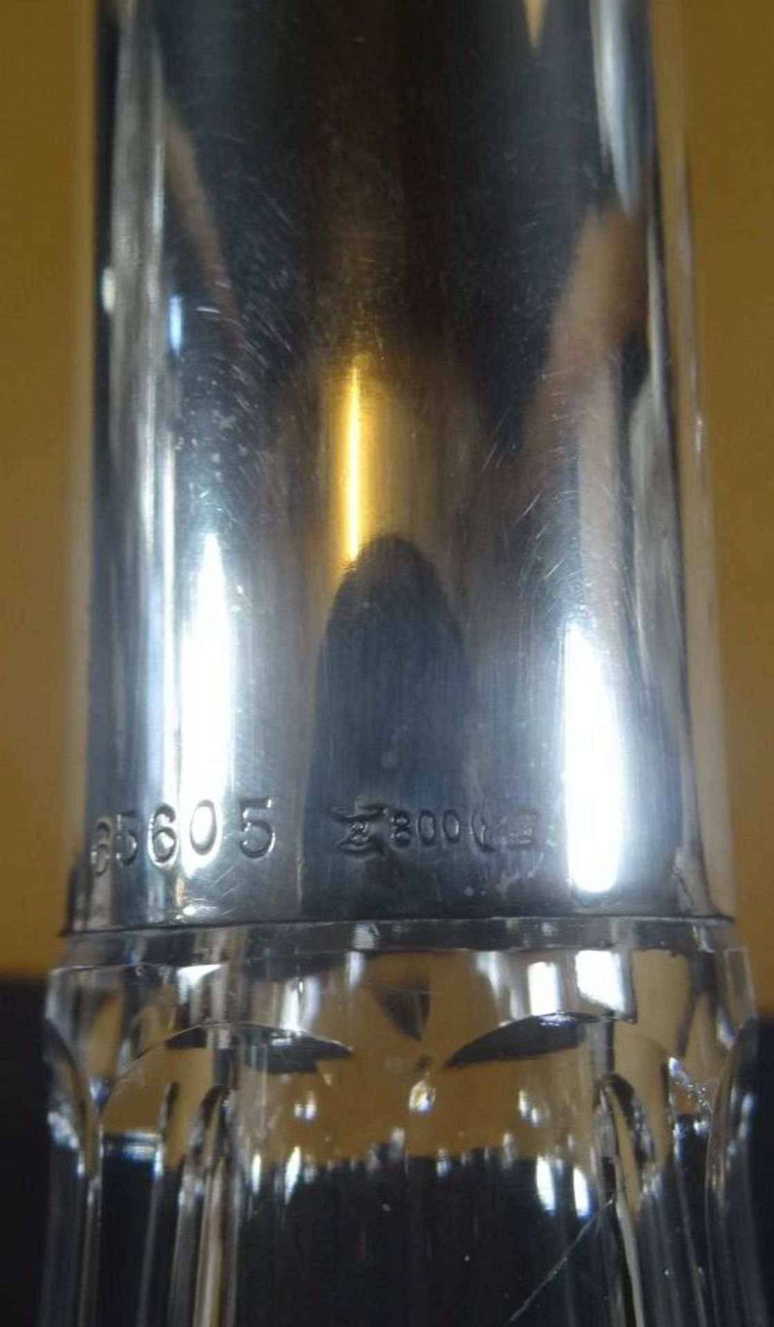 hohe Kristall-Karaffe mit langen Silberhals-800-, Wilkens-Bremen, H-38 cm - Bild 4 aus 5