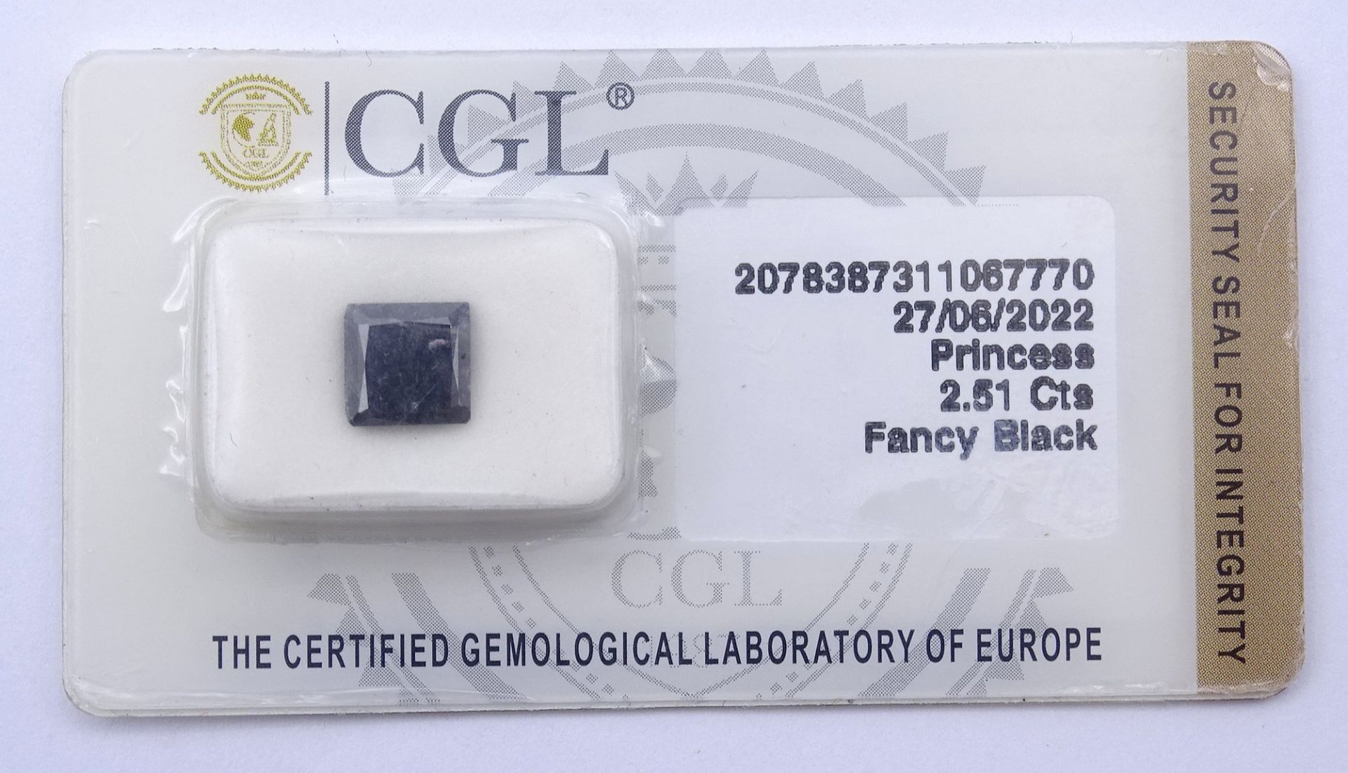 Loser Brillant 2,51ct., Fancy Black, mit CGL Zertifikat - Bild 3 aus 4