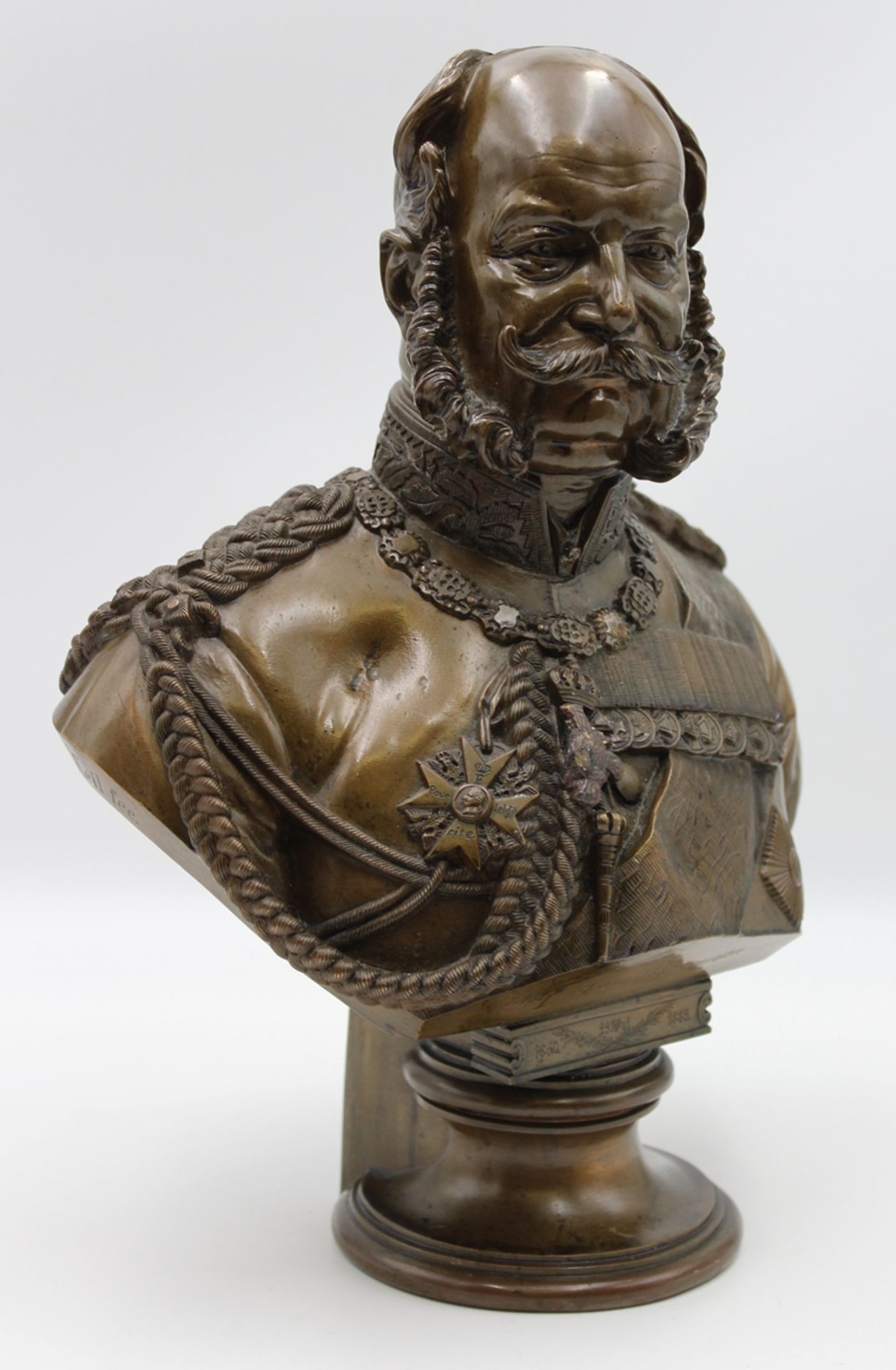 Christian KEIL (1826-1890), Büste Wilhelm I, Bronze, Gravur "Die Grossloge u. das Directorium J.G.R - Bild 2 aus 12