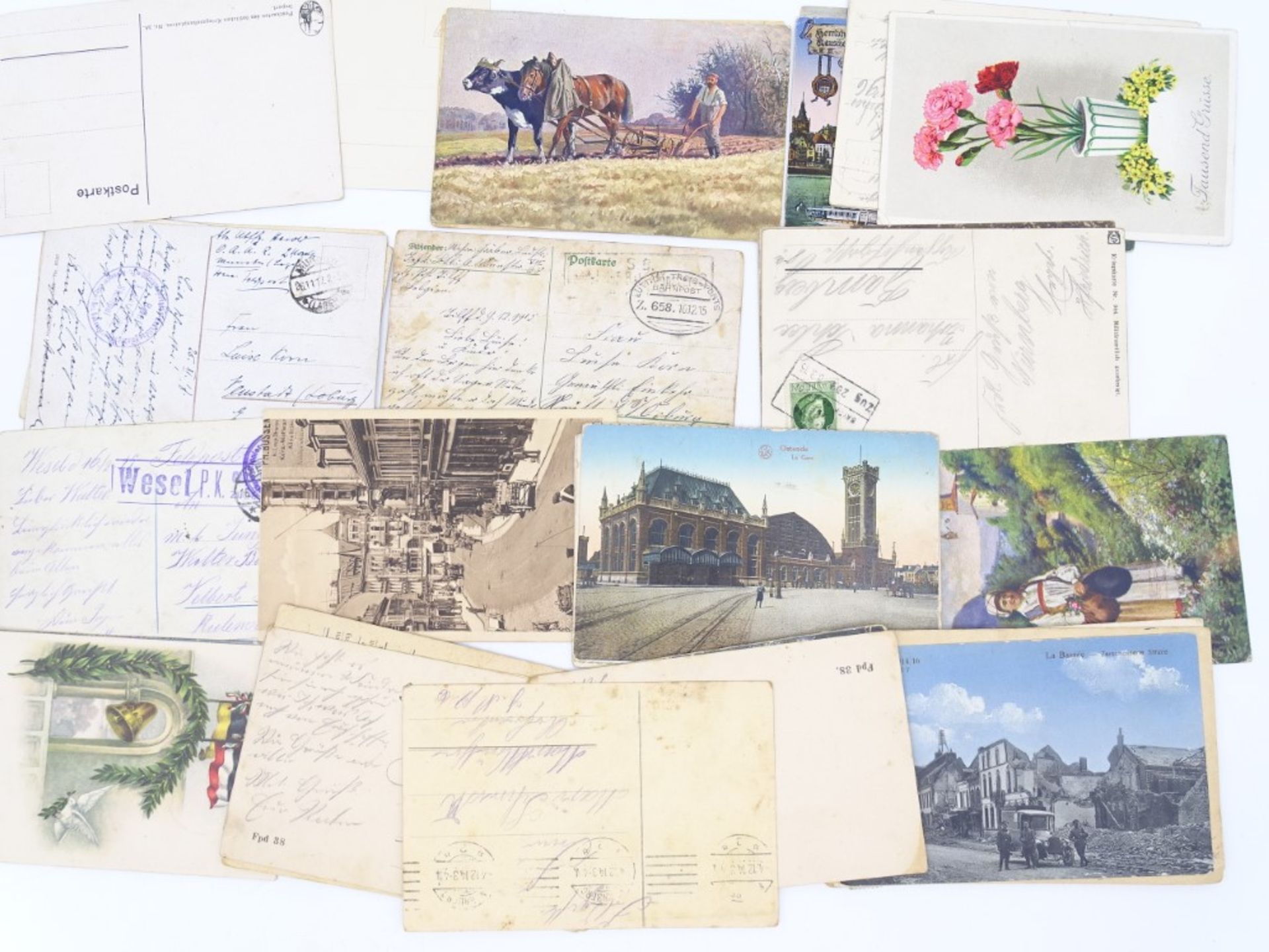 Konvolut alter Postkarten, überwiegend Feldpost, gelaufen und ungelaufen, ca. 100 St.
