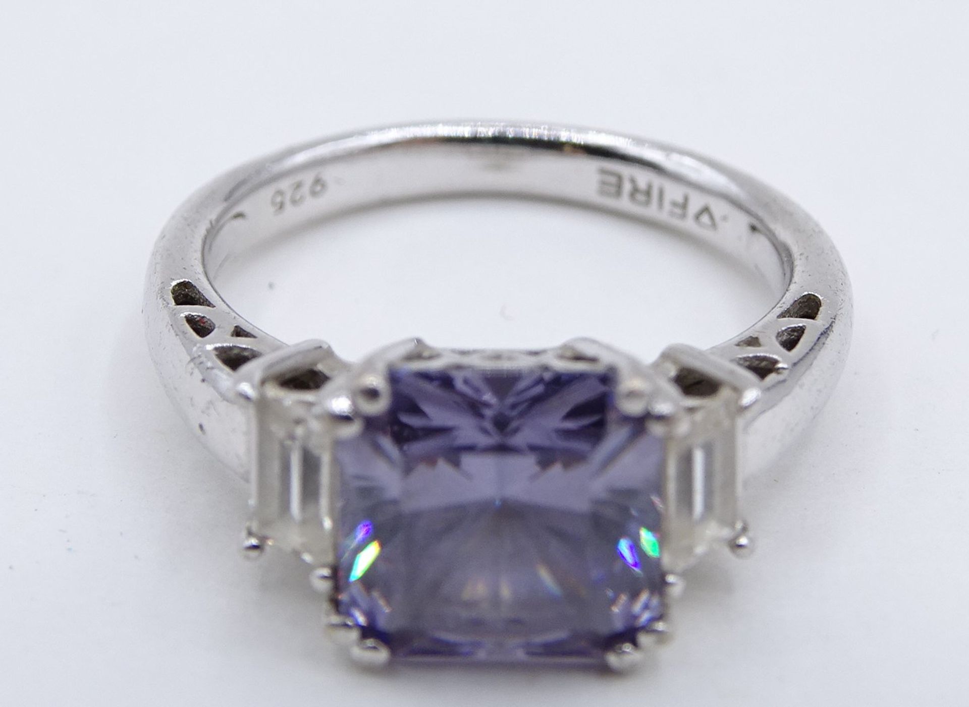 Ring und Ohrhänger, 925er-Silber mit violetten Steinen in unterschiedlichen Schattierungen, RG 56/5 - Bild 3 aus 6