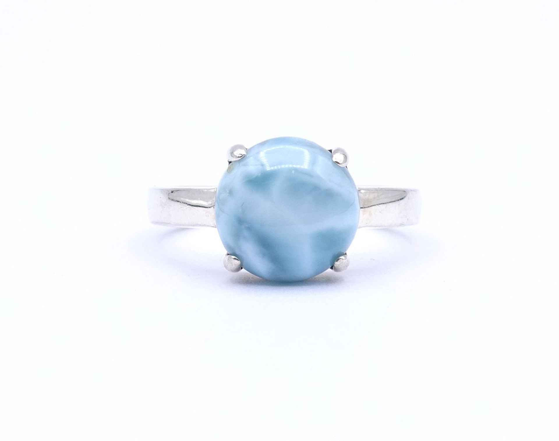 Silber Ring mit Larimar, dieser etwas lose in der Fassung, 0.925, 6,2g., RG 63