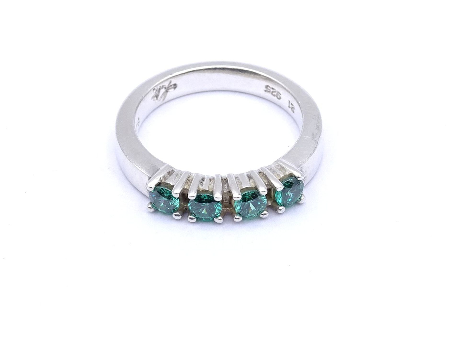 Silber Ring mit grünen Steinen, 5,6g., RG 57 - Bild 2 aus 3
