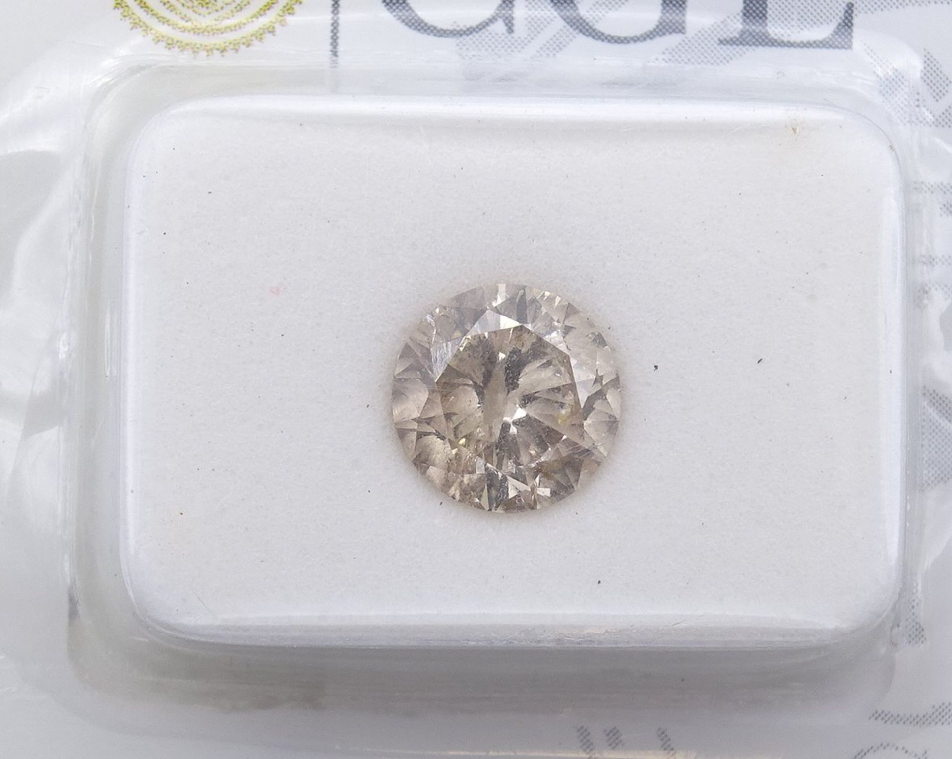 Loser Brillant 1,50ct., Fancy Champagne , I1, mit CGL Zertifikat - Bild 4 aus 4