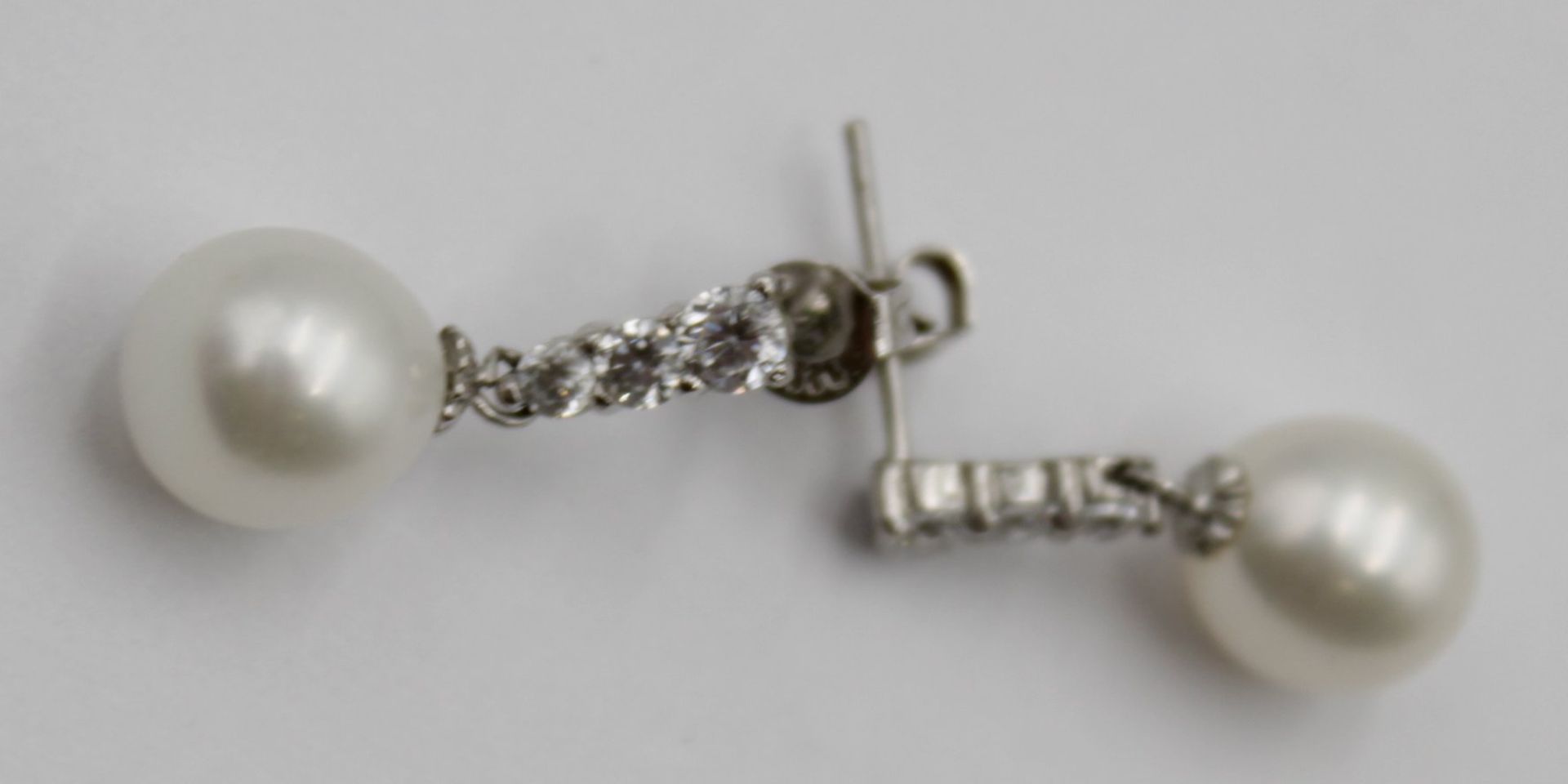 Paar Ohrstecker, 925er Silber, mit Perlen, L-2cm - Image 3 of 4