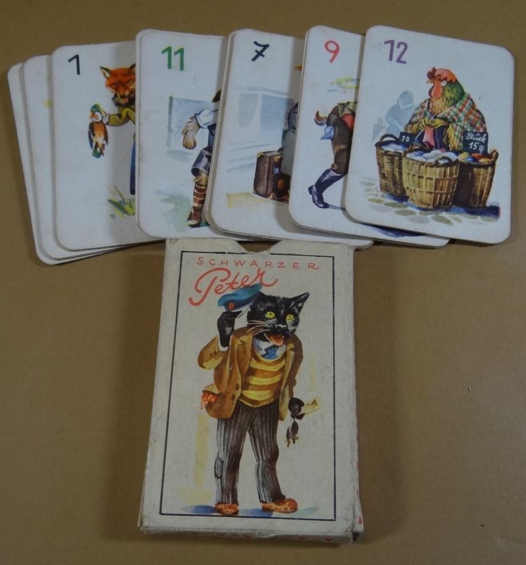 altes Kartenspiel "Schwarzer Peter", wohl vollständig