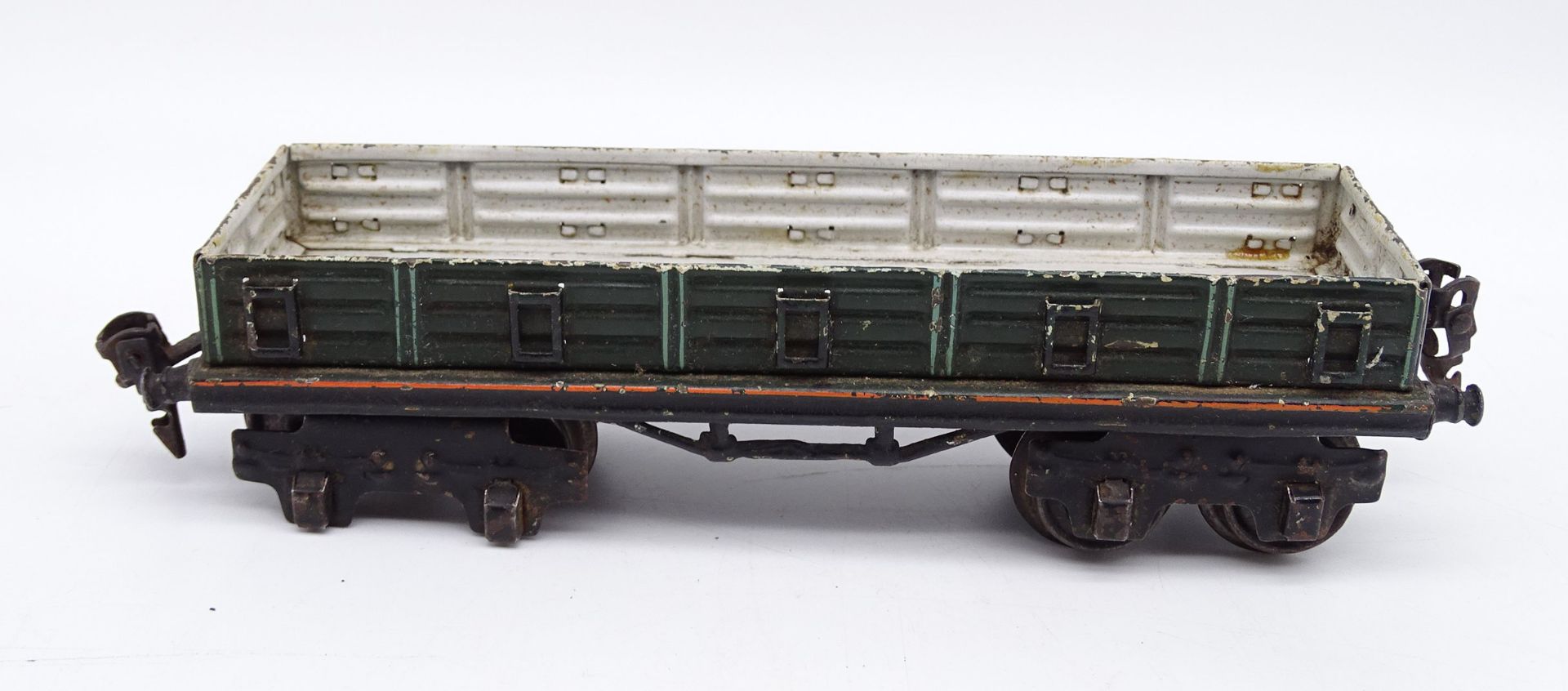 Niederbordwagen Spur 0, 4-achsig, Märklin, 20er-Jahre, 23 x 5,5 x 6 cm, mit Altersspuren - Bild 5 aus 6