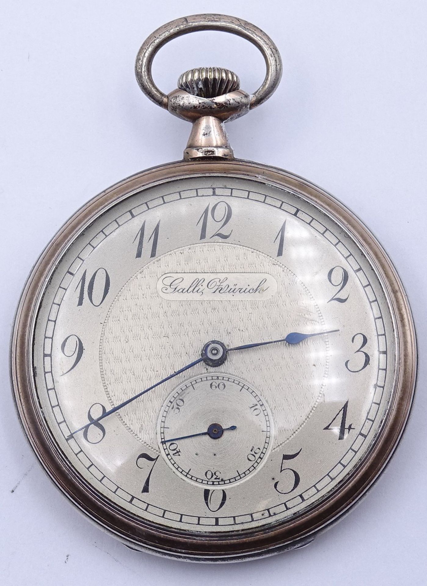 Taschenuhr Galli Zürich, Silber 0.800, mechanisch, Werk läuft, D. 48mm